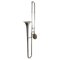 Antique Silver-Plated Olds Trombone as Sconce 