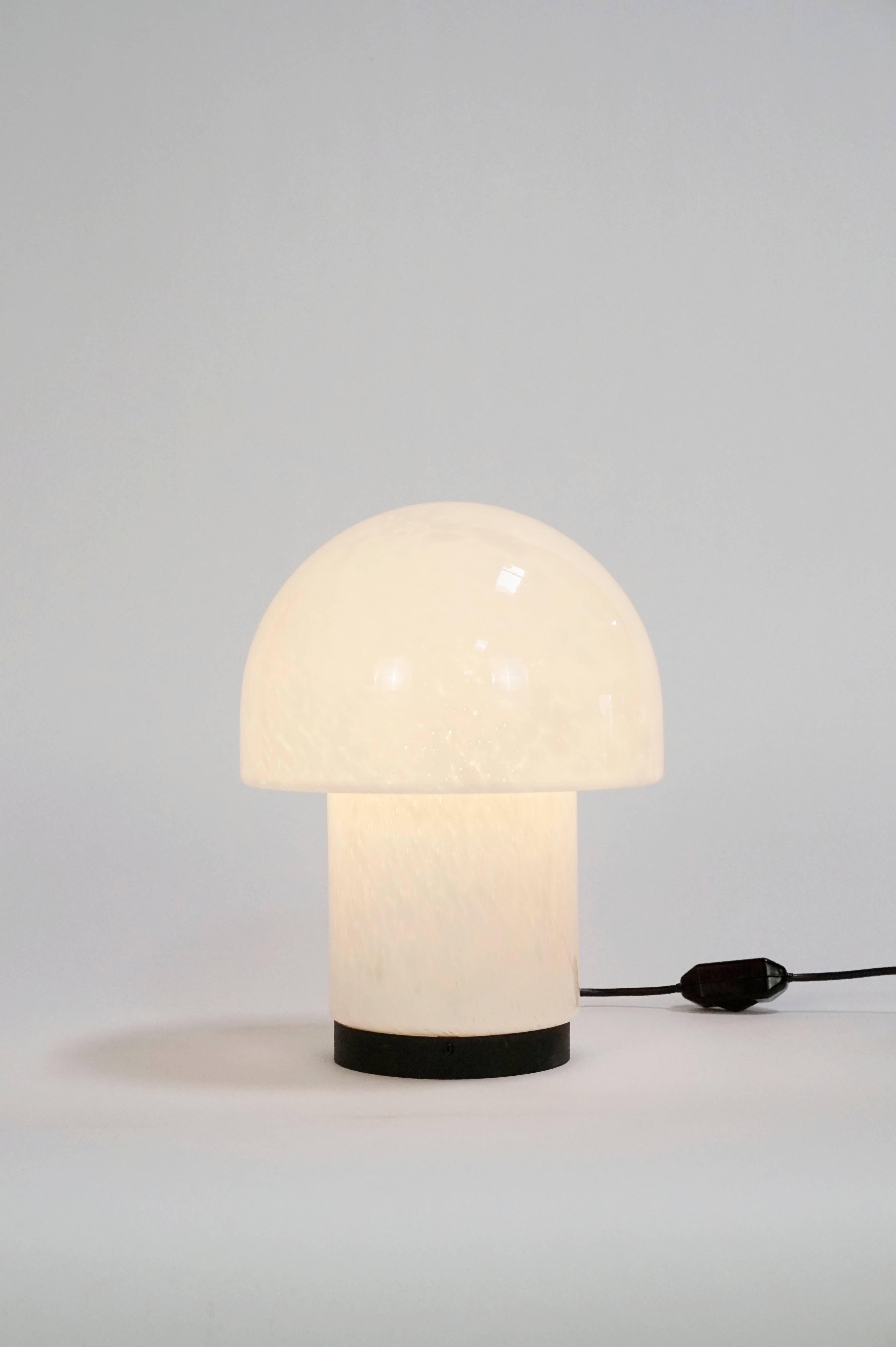 German Art Glass Mushroom Table Lamp by Glashutte Limburg