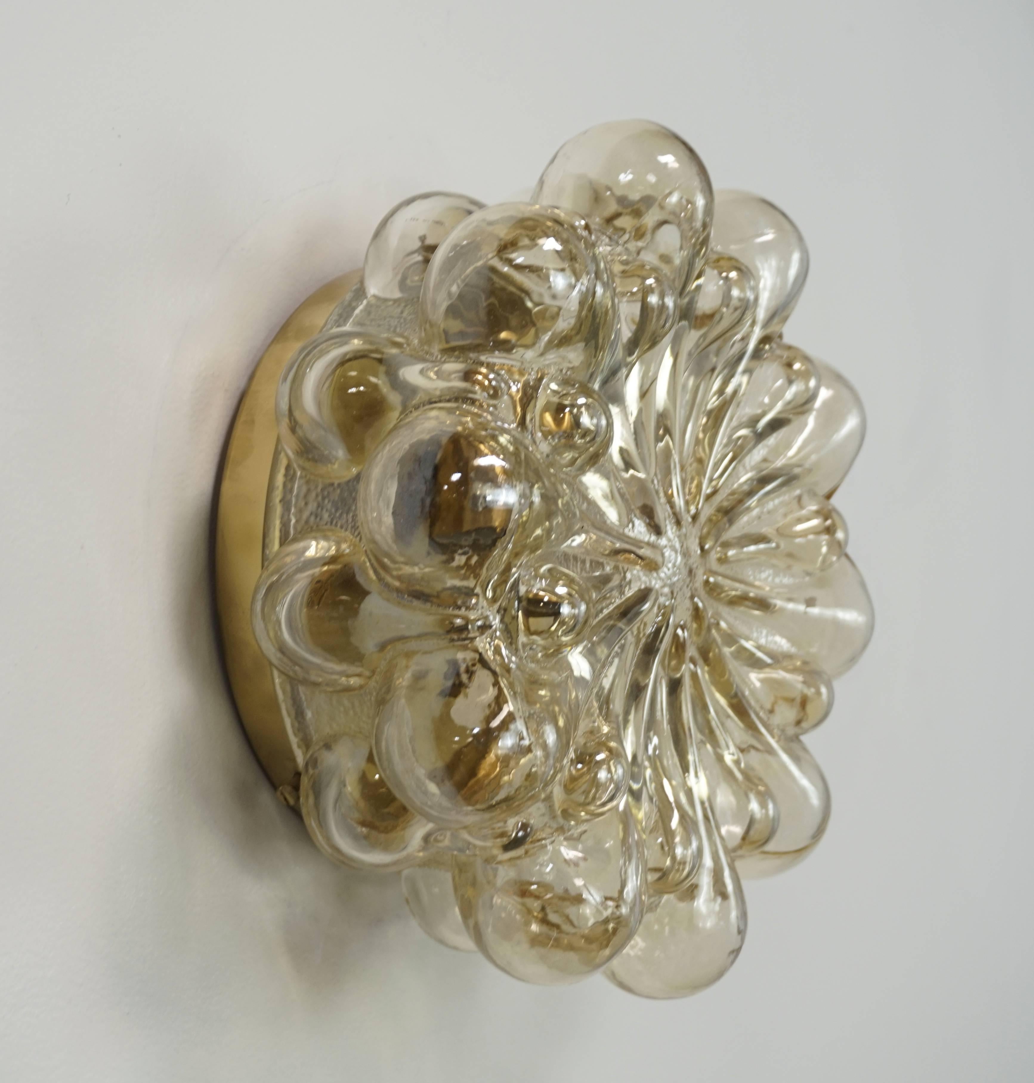 German Floral Bubble Glass Flush Mount by Helen Tynell