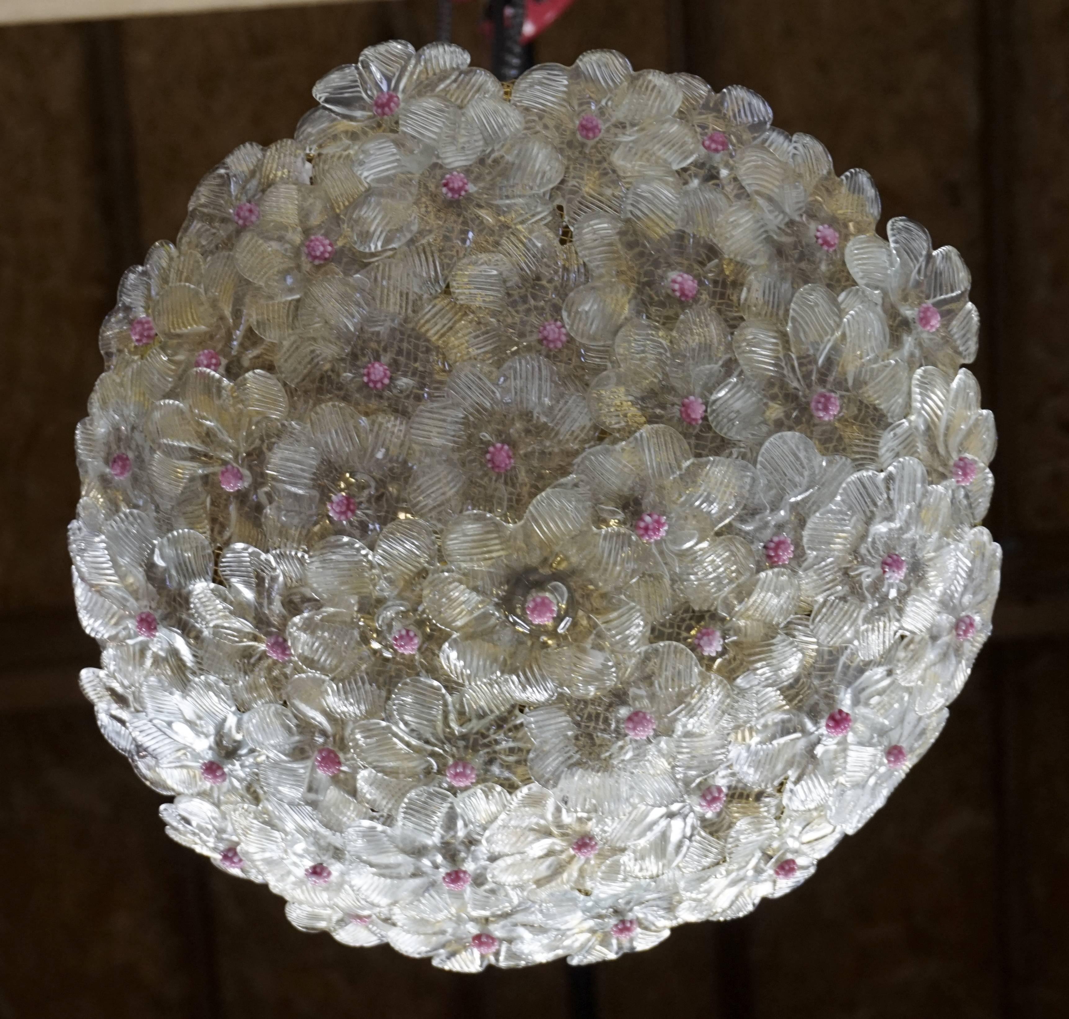 Italian Floral Pink Accent Flush Mount