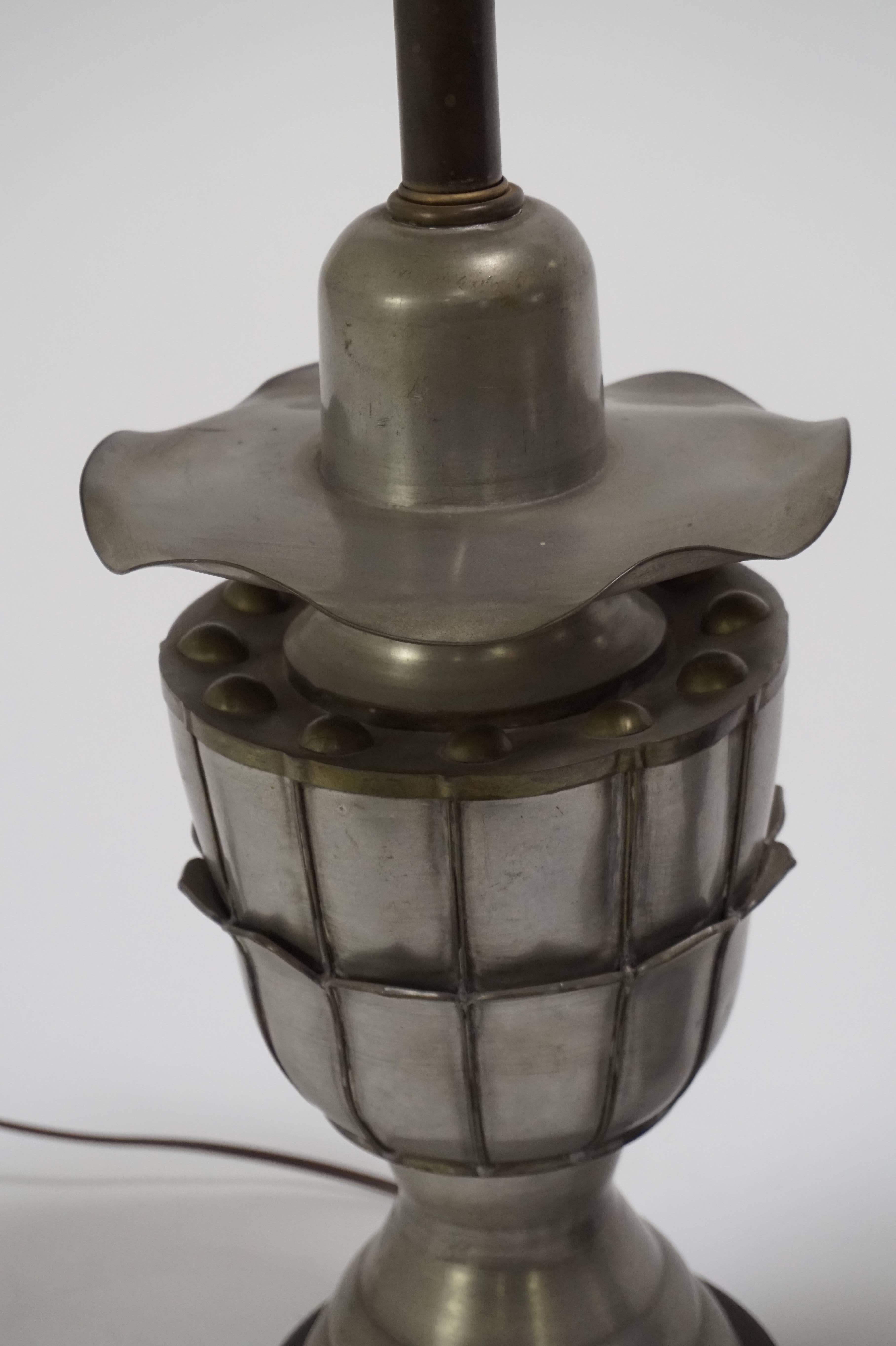 American Pair of Metal Art Nouveau Table Lamps