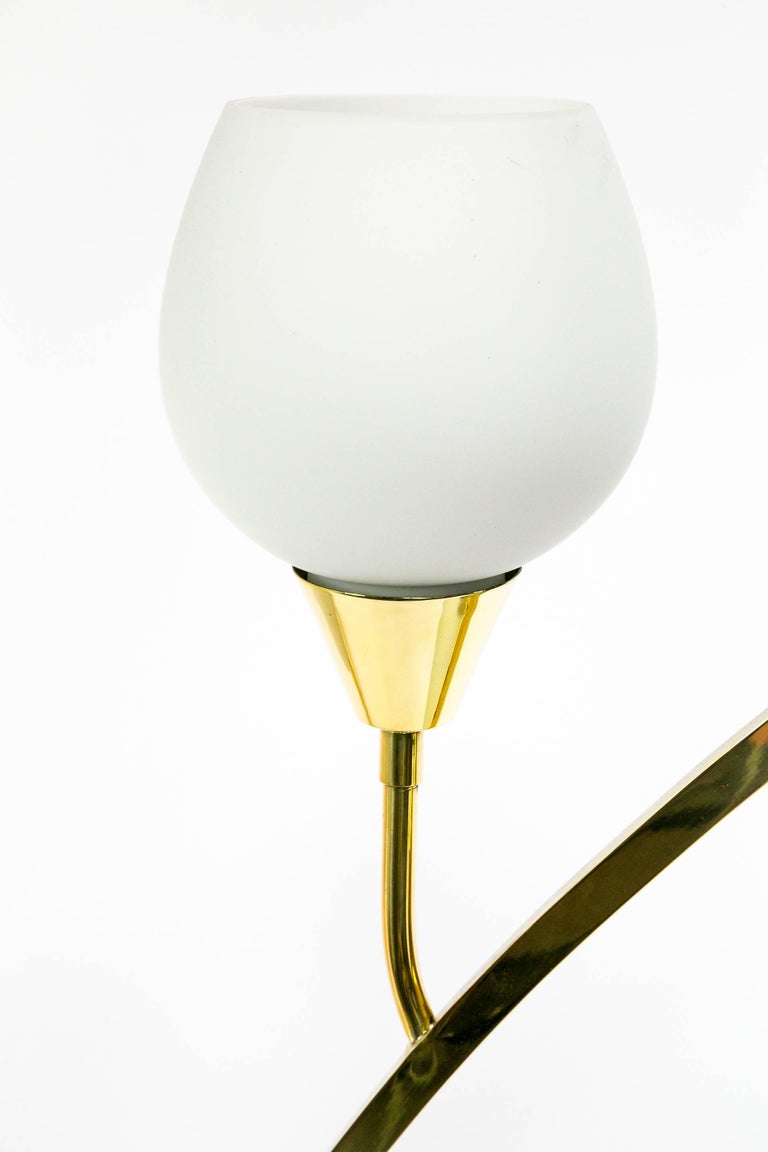 Expansive Narrow Brass and Marble MidCentury 4Light Table Lamps w