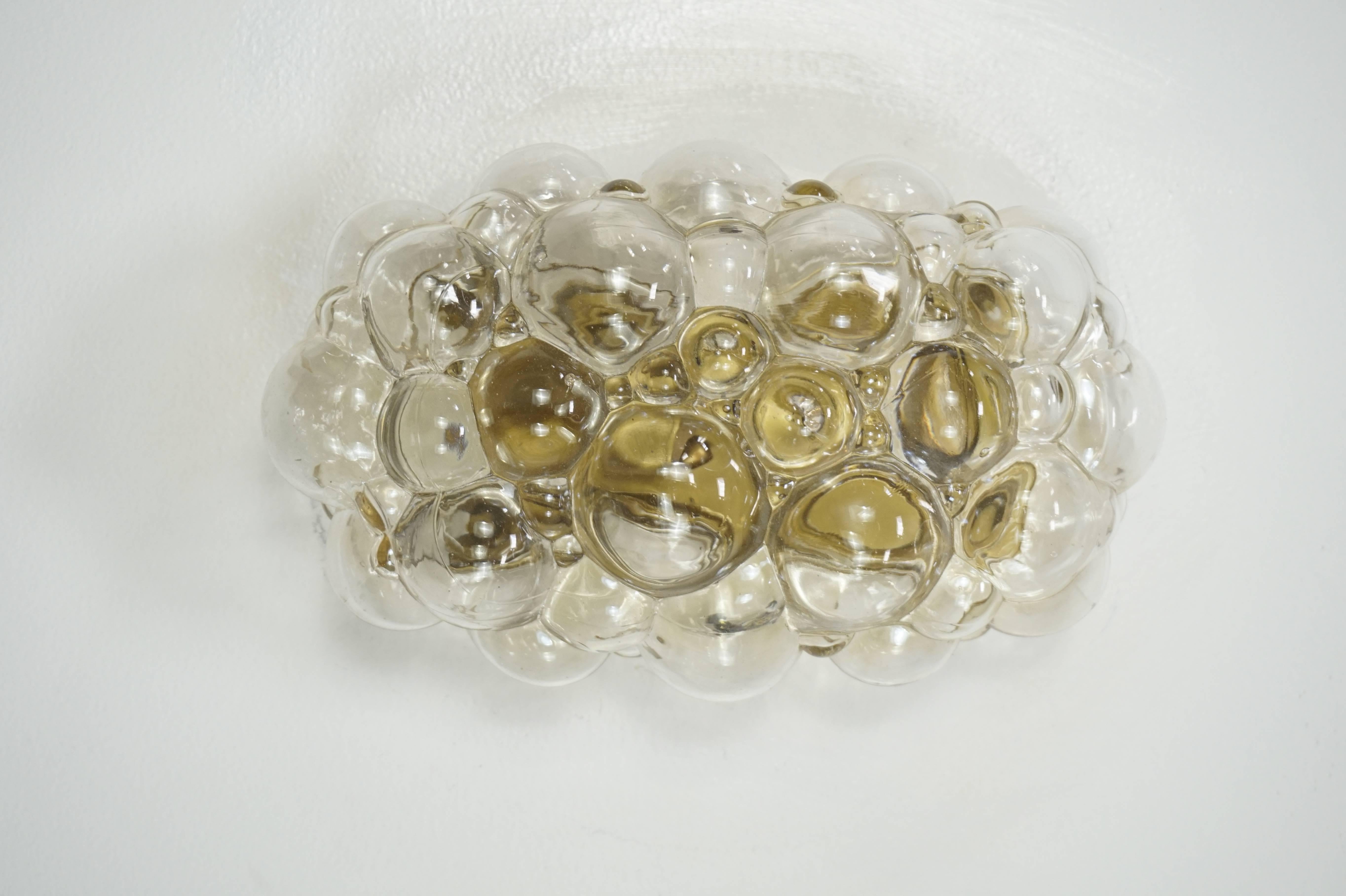 Mid-Century Modern Pair of Helena Tynell Amber Bubble Glass Wall Lights