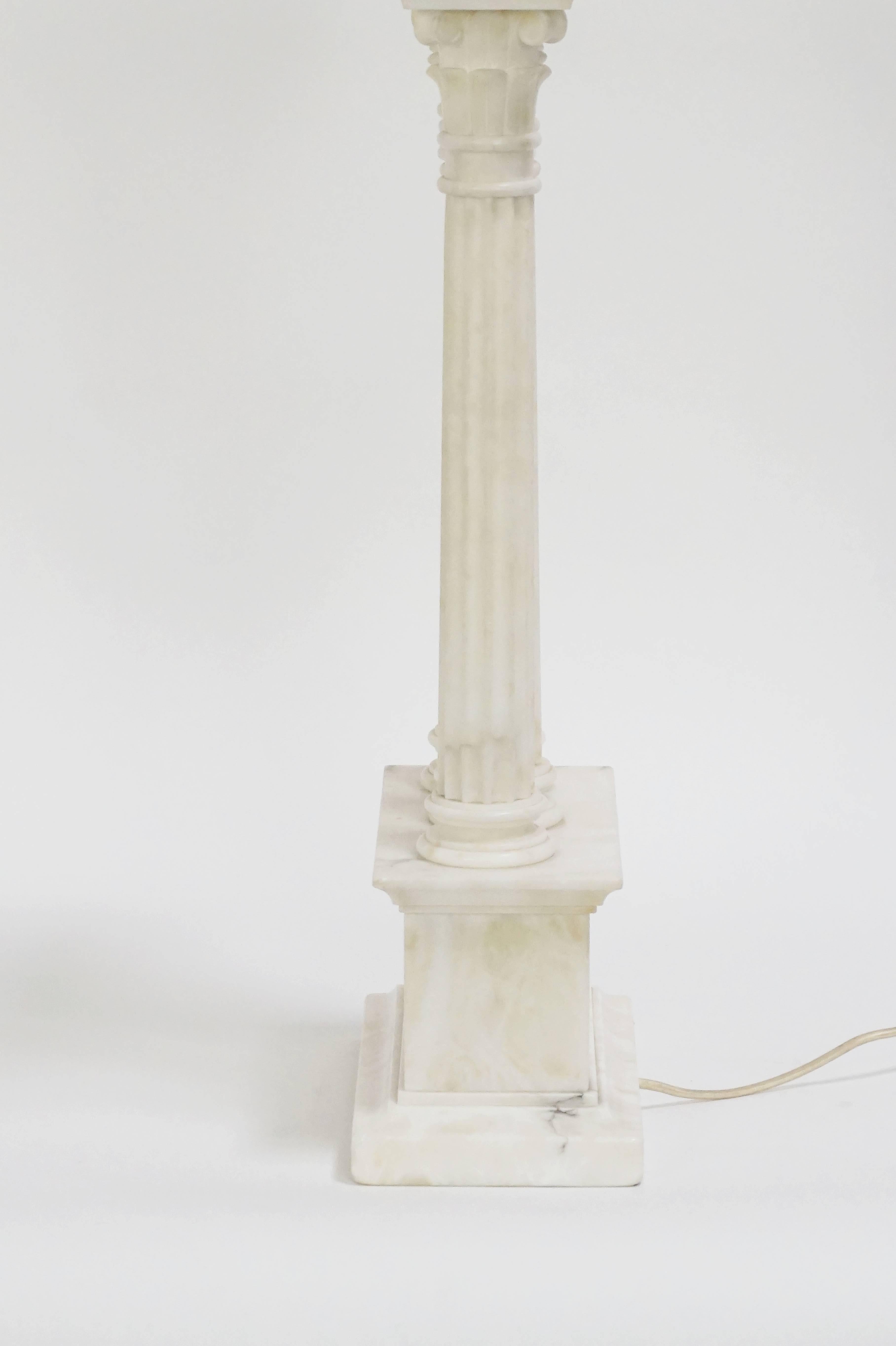 Columned Alabaster Table Lamp  2