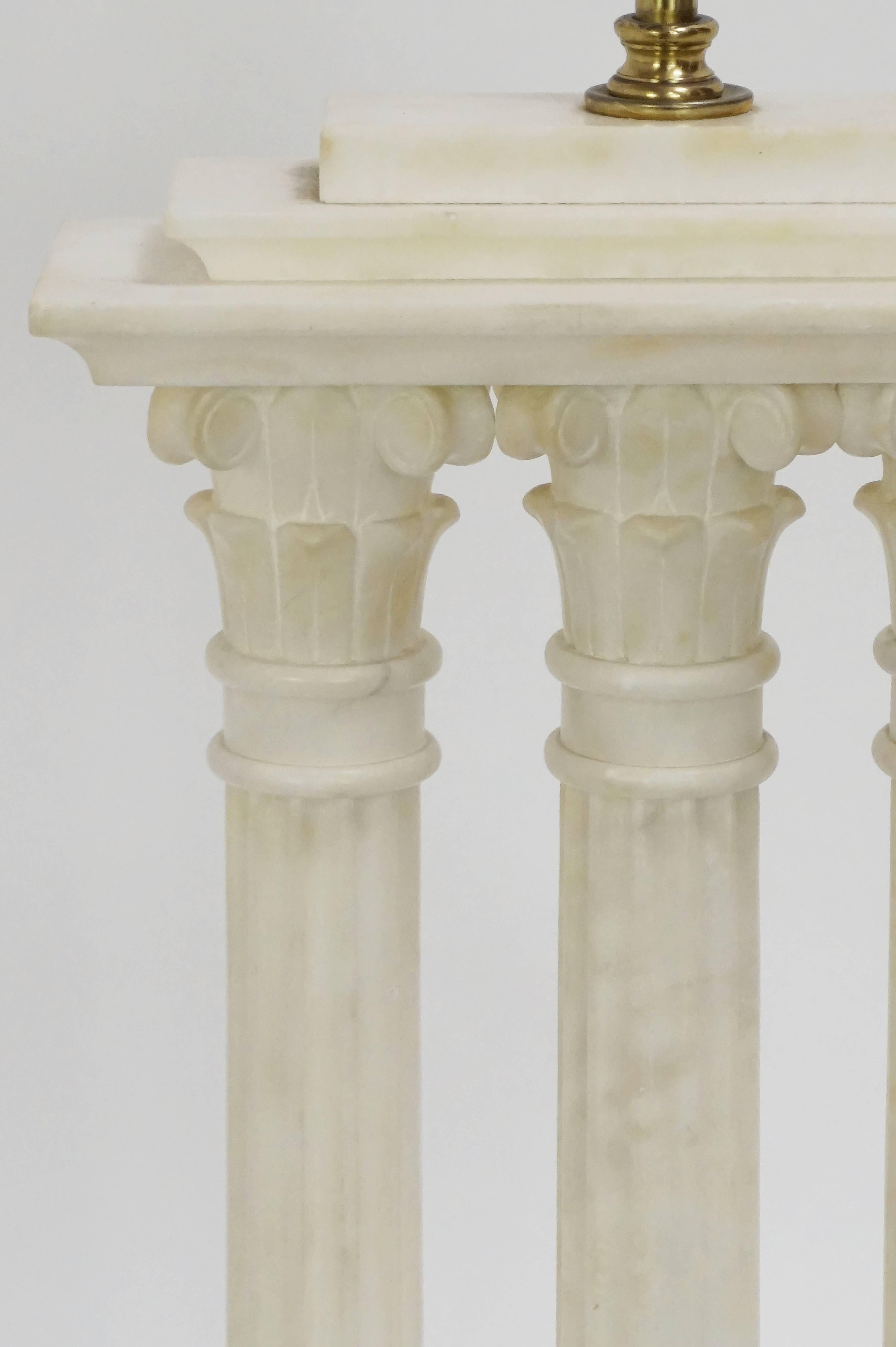 Columned Alabaster Table Lamp  In Good Condition In San Francisco, CA