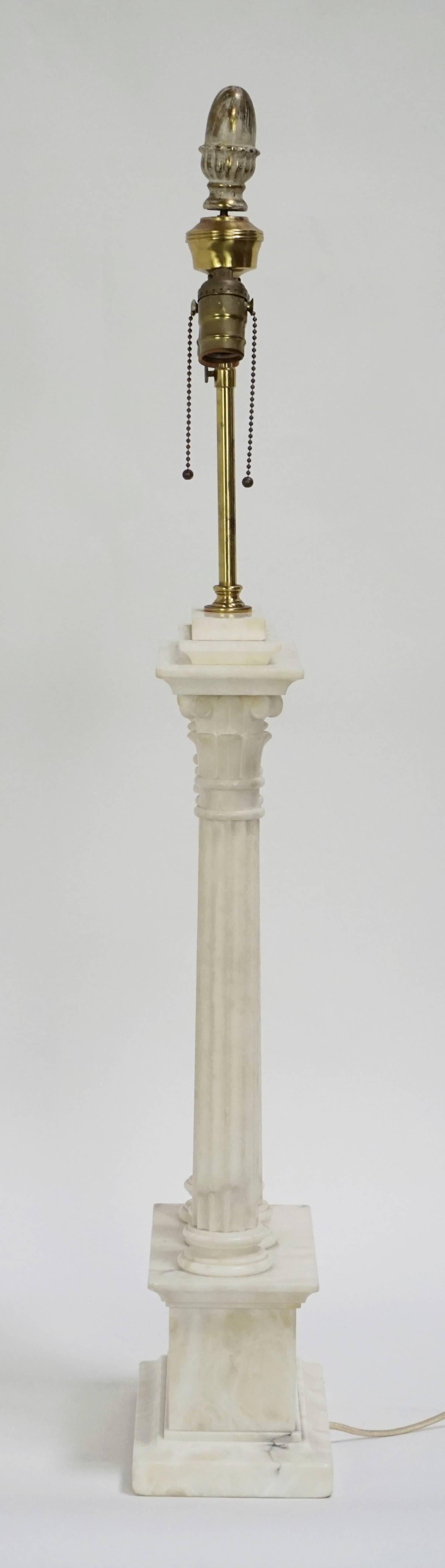 Columned Alabaster Table Lamp  1