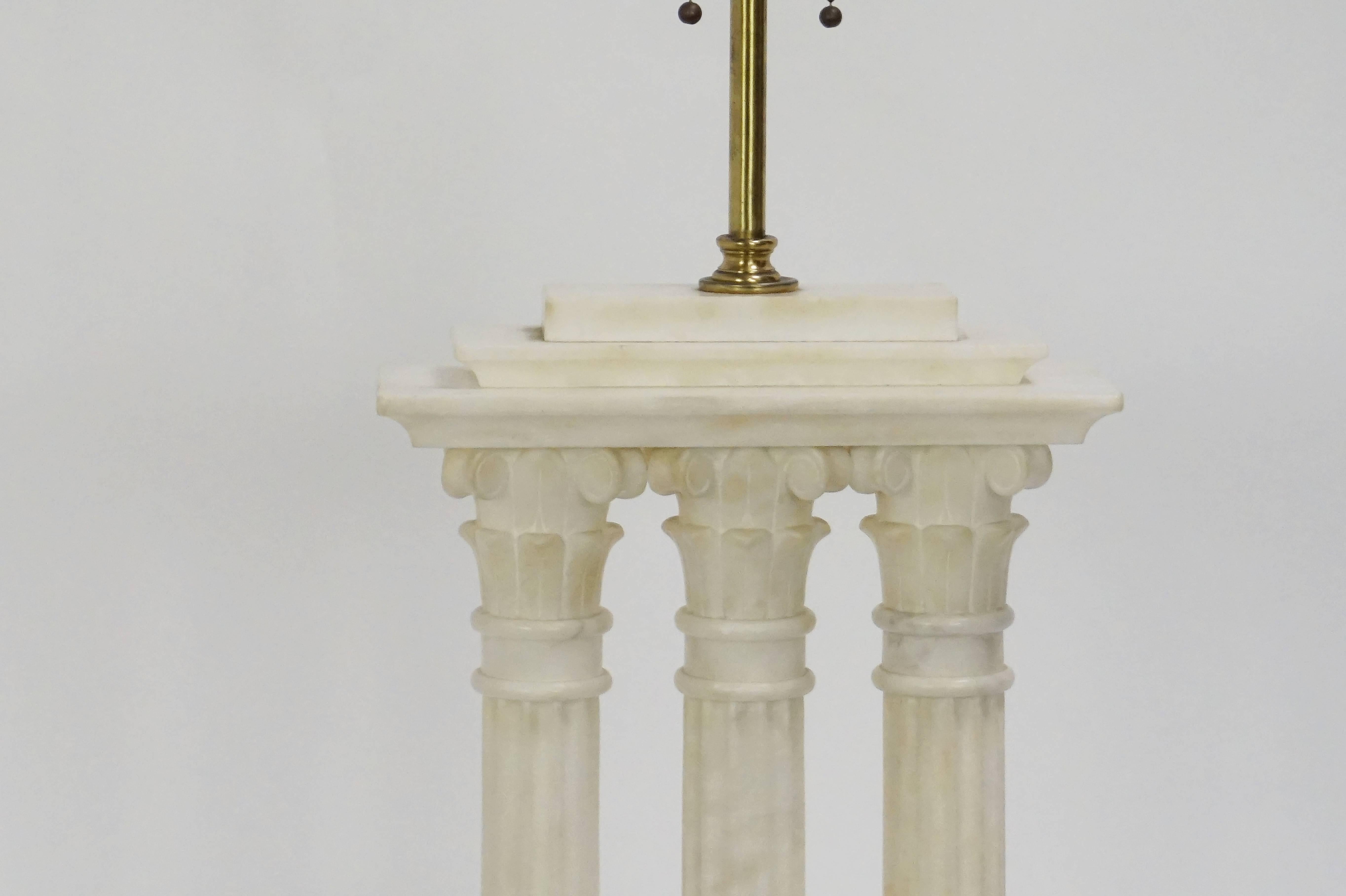 Mid-Century Modern Columned Alabaster Table Lamp 