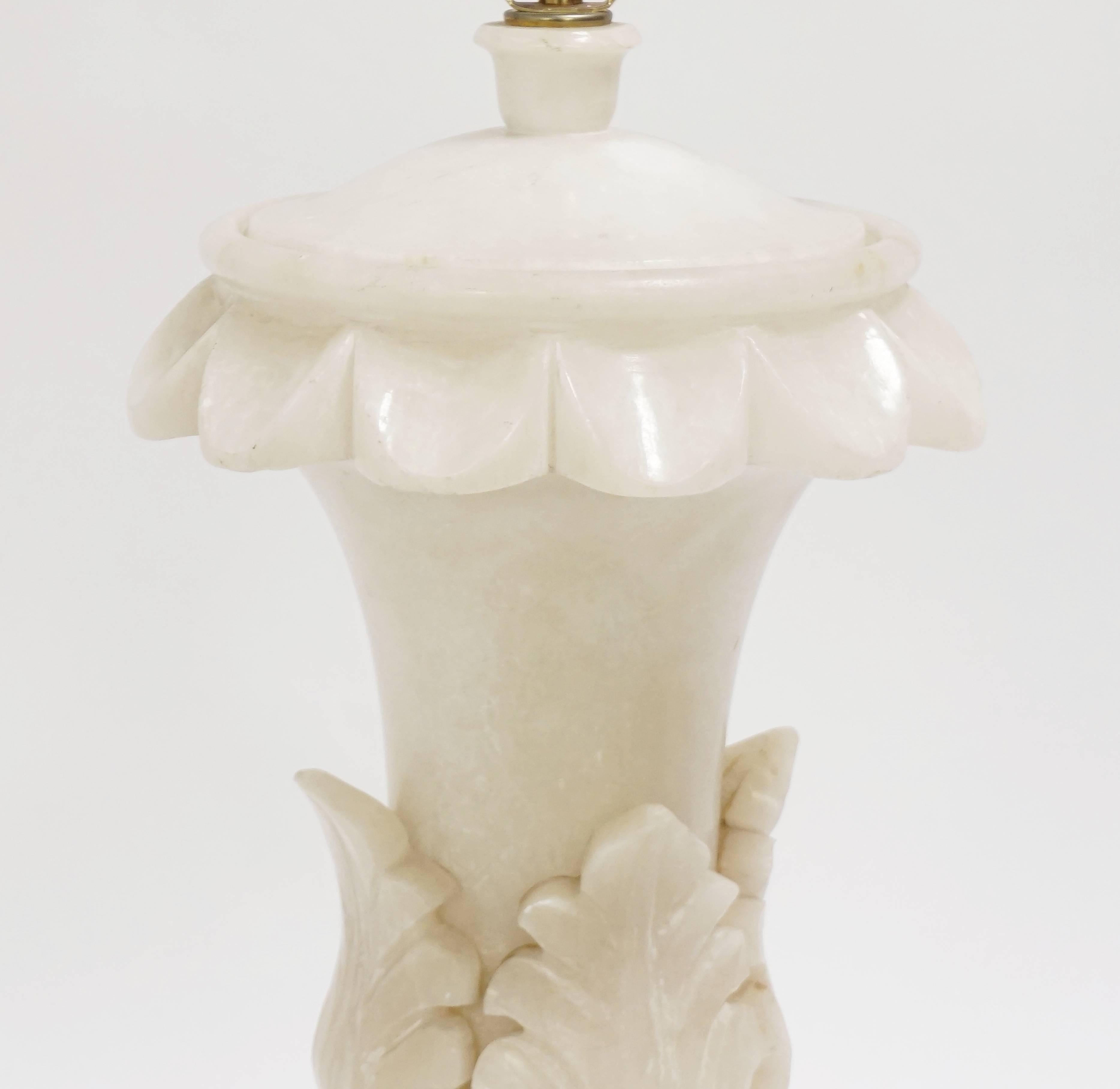 carved alabaster lamp base
