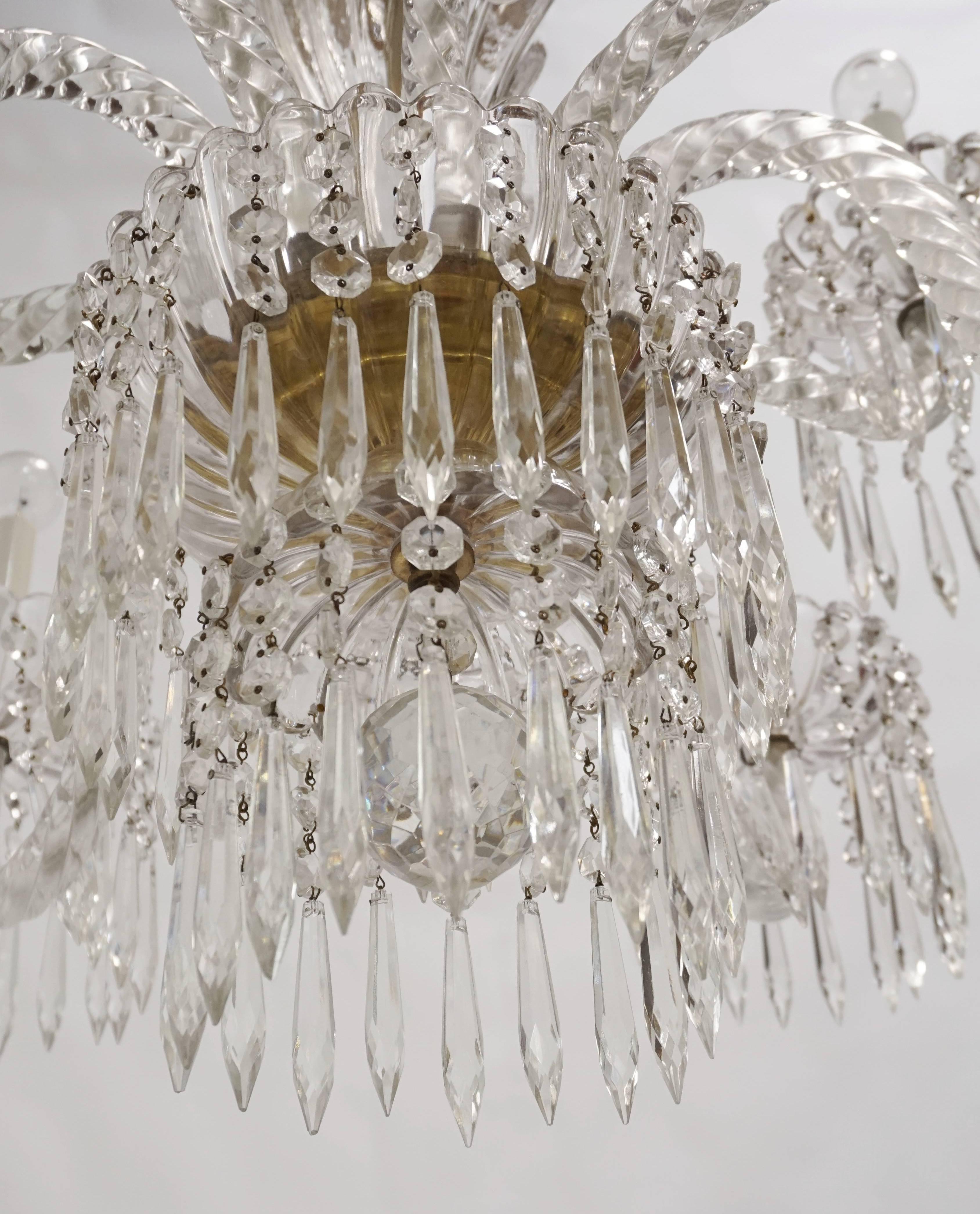 Mid-20th Century Antique Baccarat Undulating 10-Armed Crystal Waterfalls Chandelier