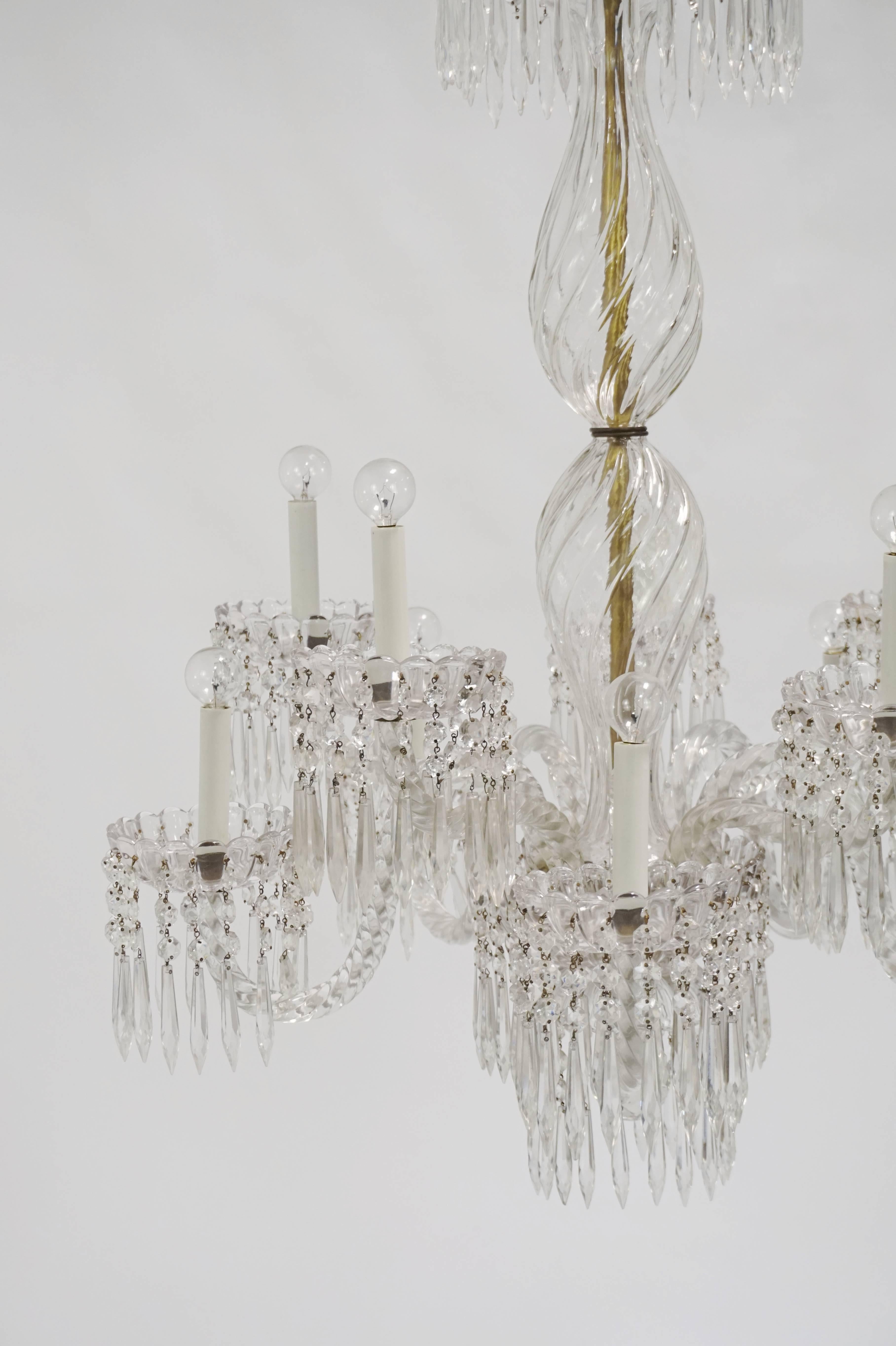 Antique Baccarat Undulating 10-Armed Crystal Waterfalls Chandelier (Kristall)