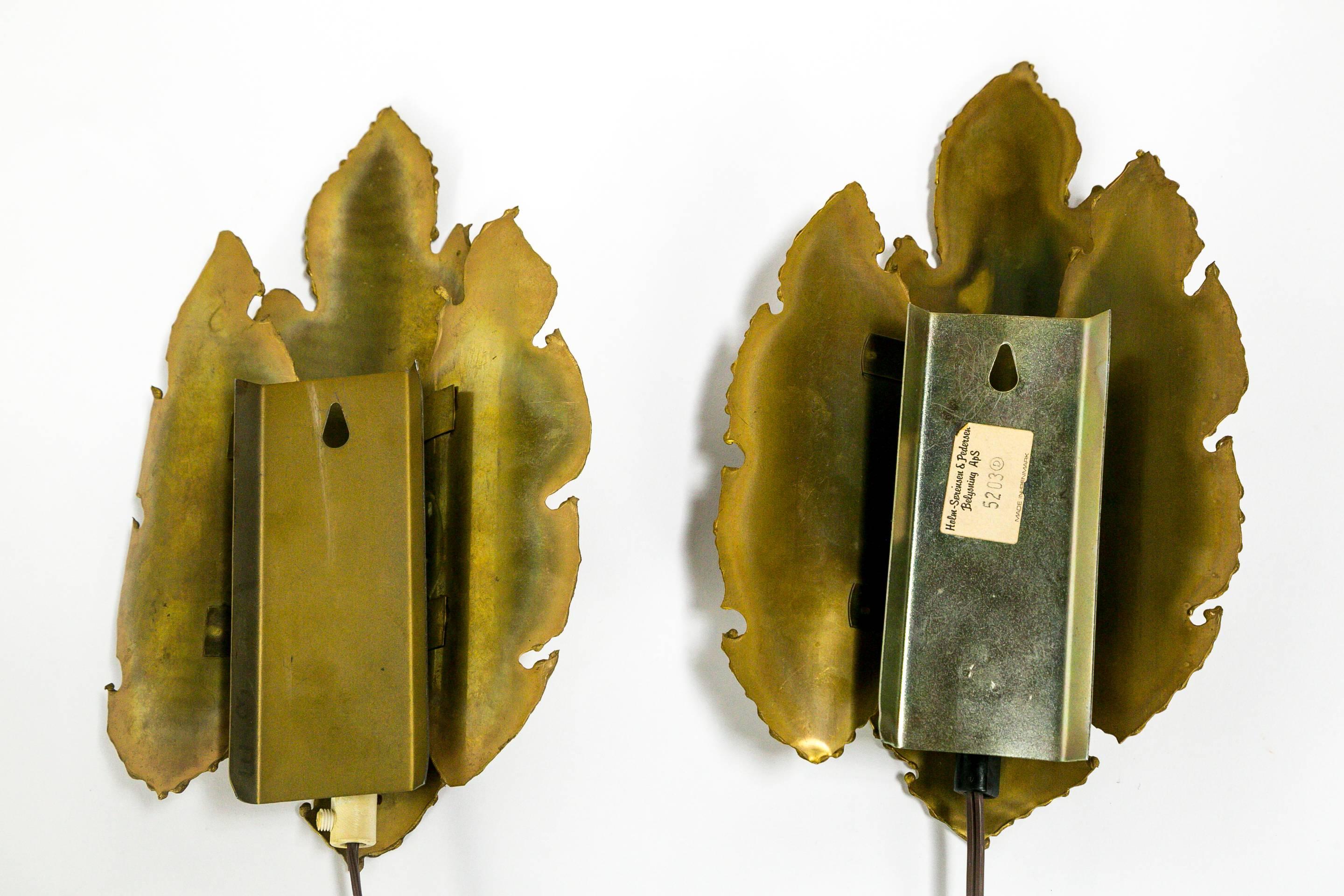 Brutalist Brass Flame Leaf Sconces (pair) 4