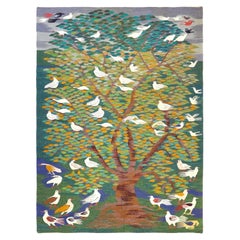 Scandinavian Rug with Naturalistic Scene, circa Mid-20th Century