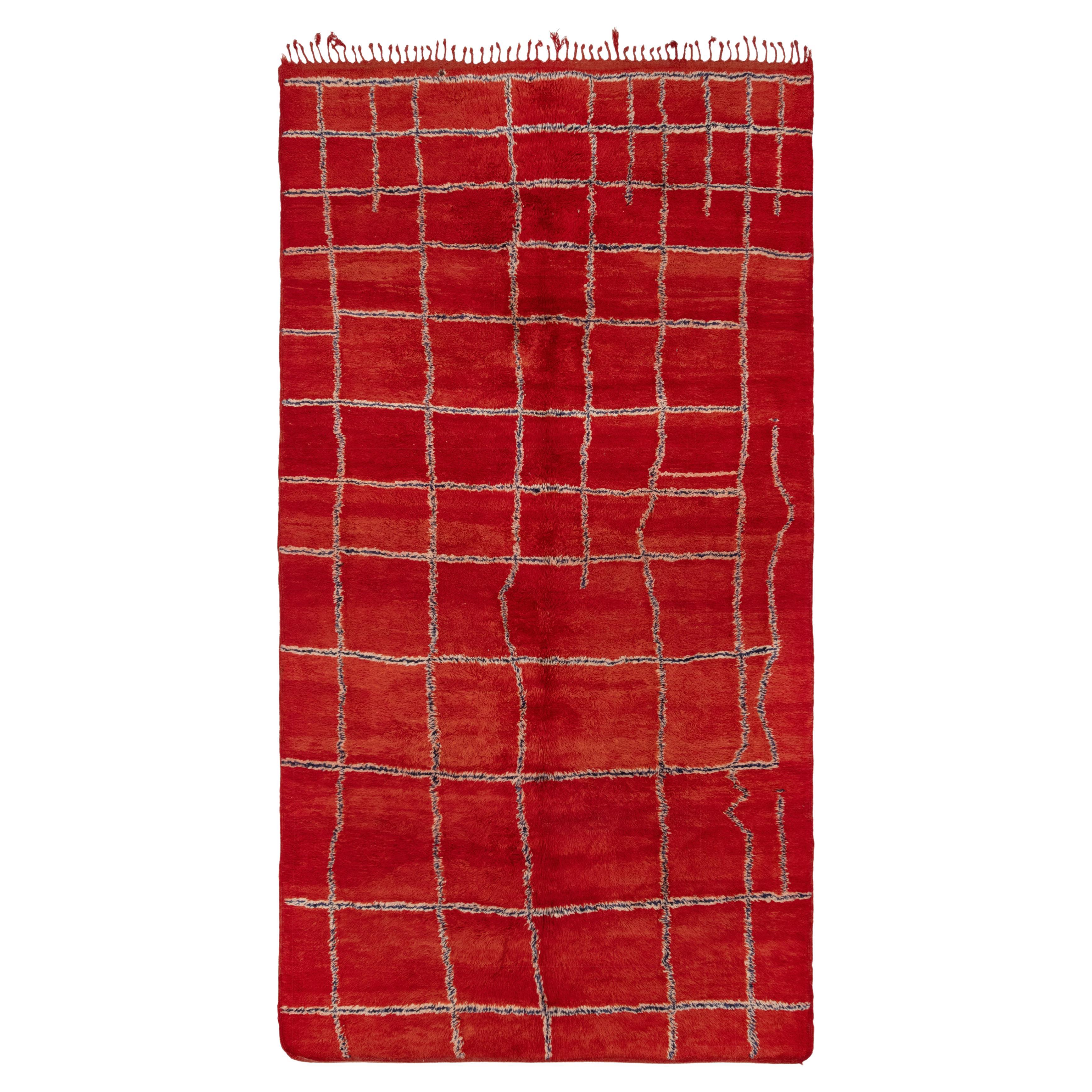 Tapis marocain rouge vif