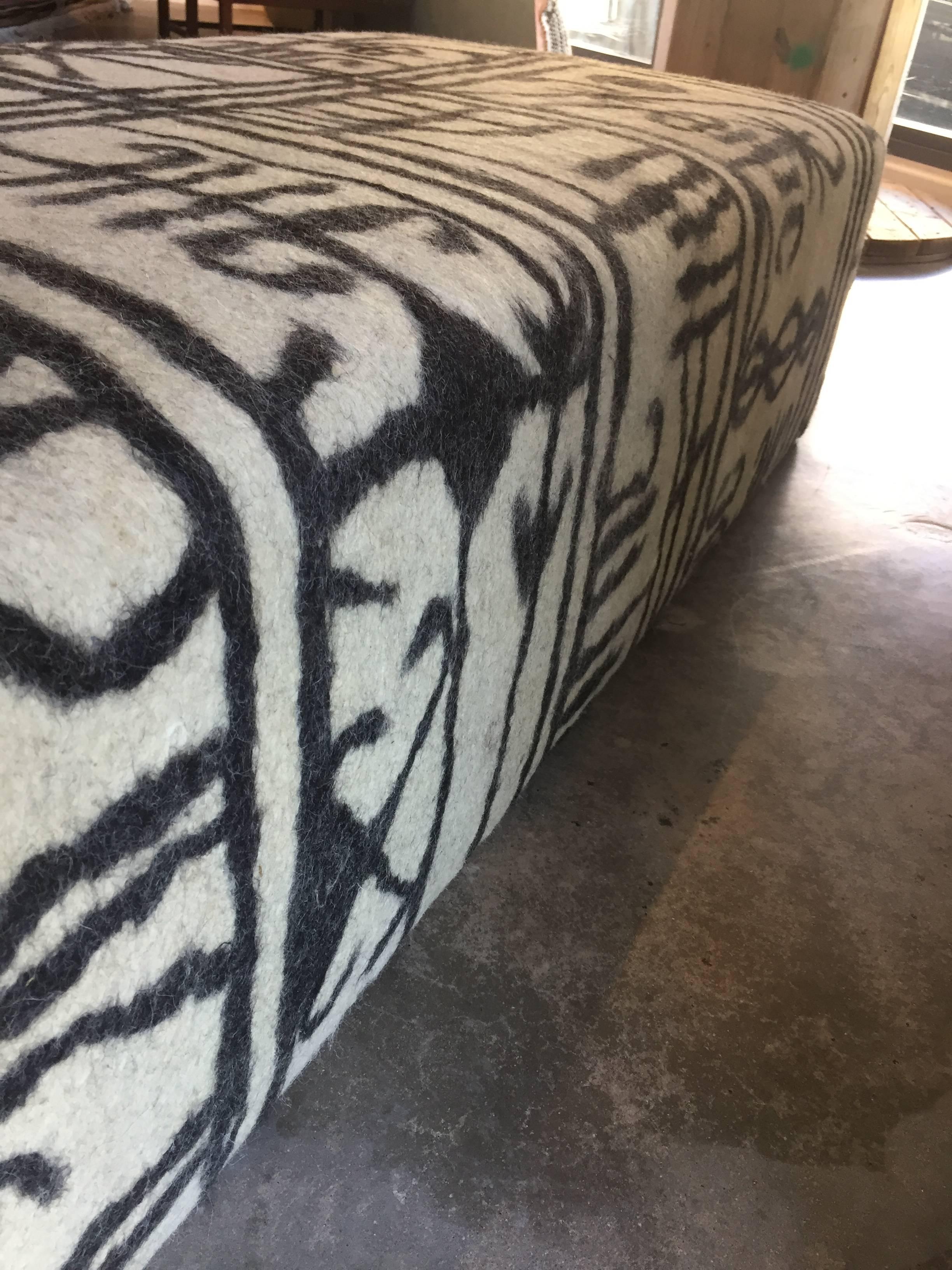 Tribal Ottoman Covered by Handmade Felt Rug