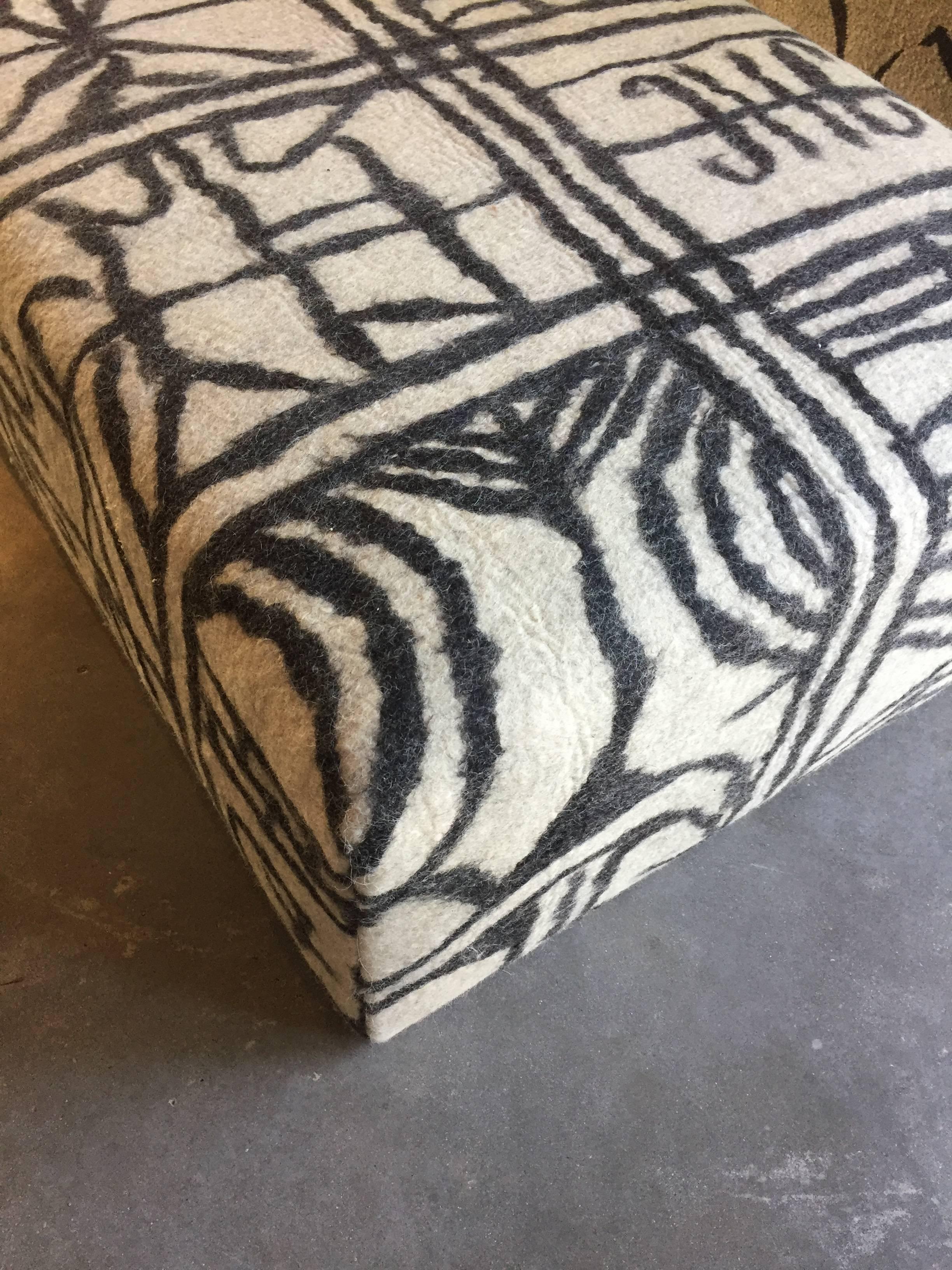 Hand-Crafted Ottoman Covered by Handmade Felt Rug