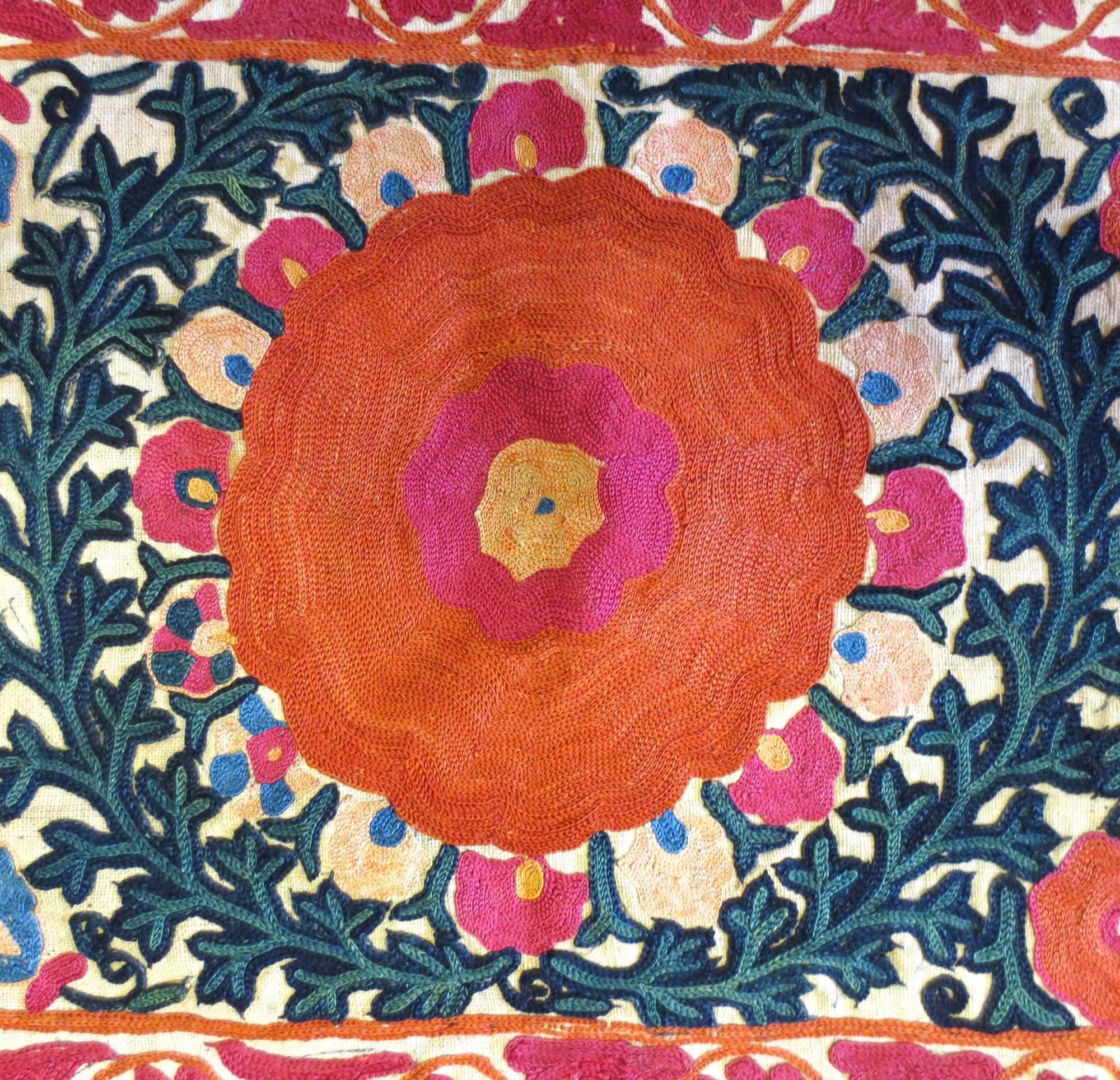Uzbek Antique Suzani Textile, circa 1850s For Sale