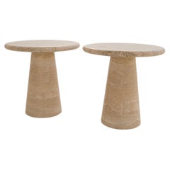 Set of 2 solid Travertine tables, 1970s.