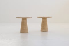 Set of 2 solid Travertine tables, 1970s.