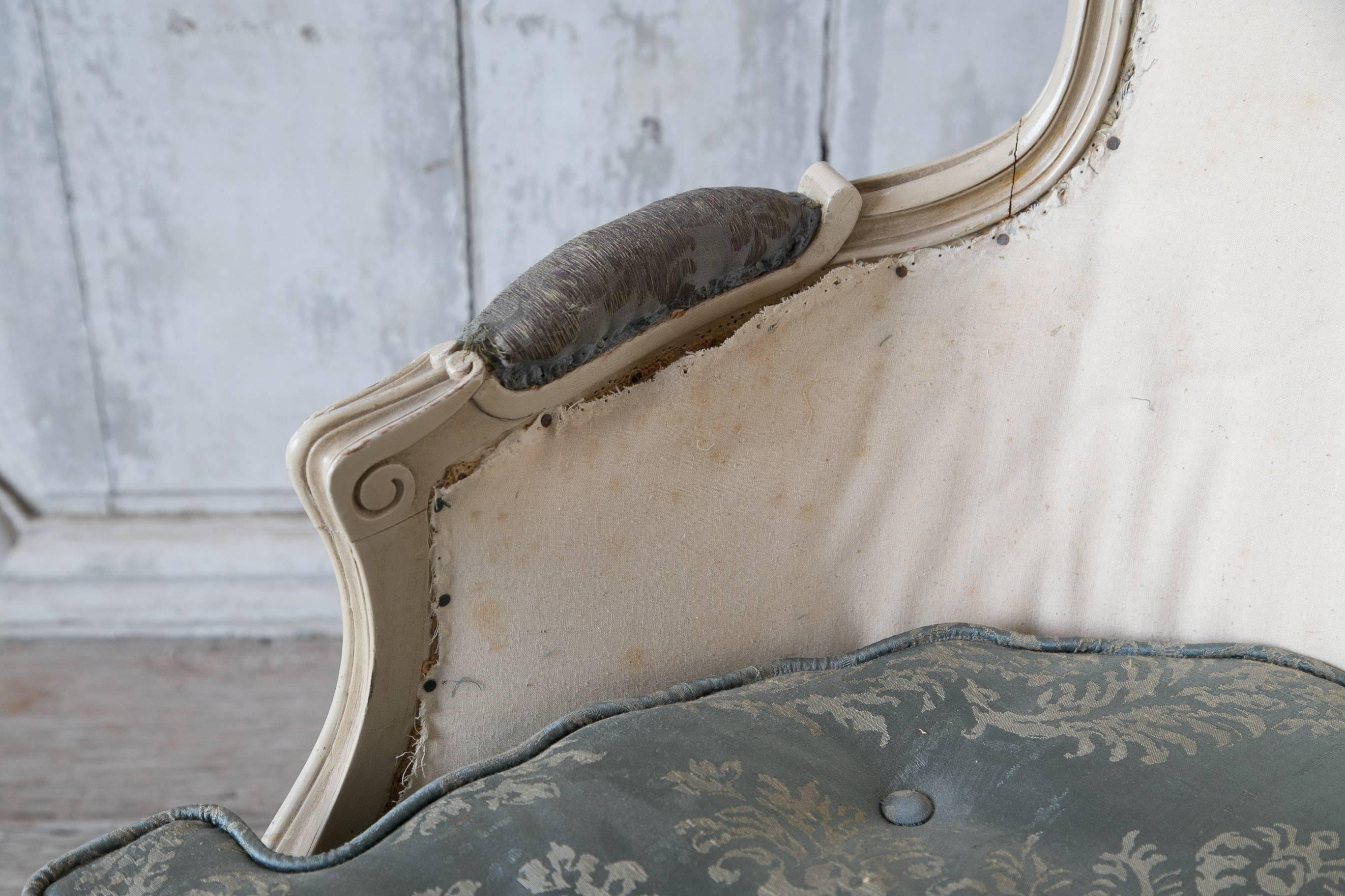 Louis XV Style Bergere Chair with Ottoman In Good Condition For Sale In Los Angeles, CA