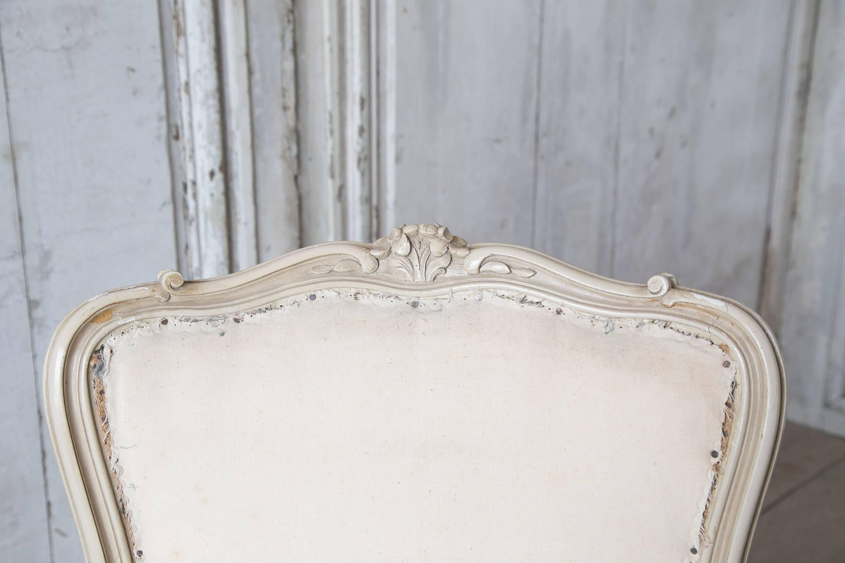 20th Century Louis XV Style Bergere Chair with Ottoman For Sale