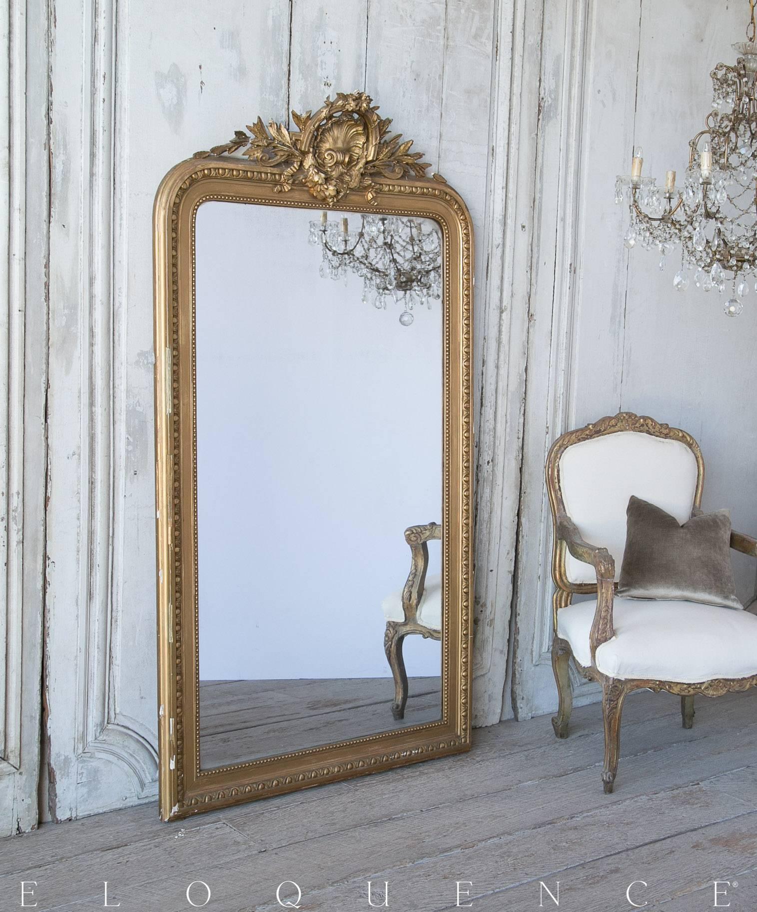 French Antique Louis XV Mirror with Cartouche