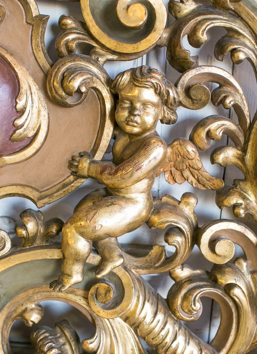 Gilt Italian Baroque Headboard For Sale