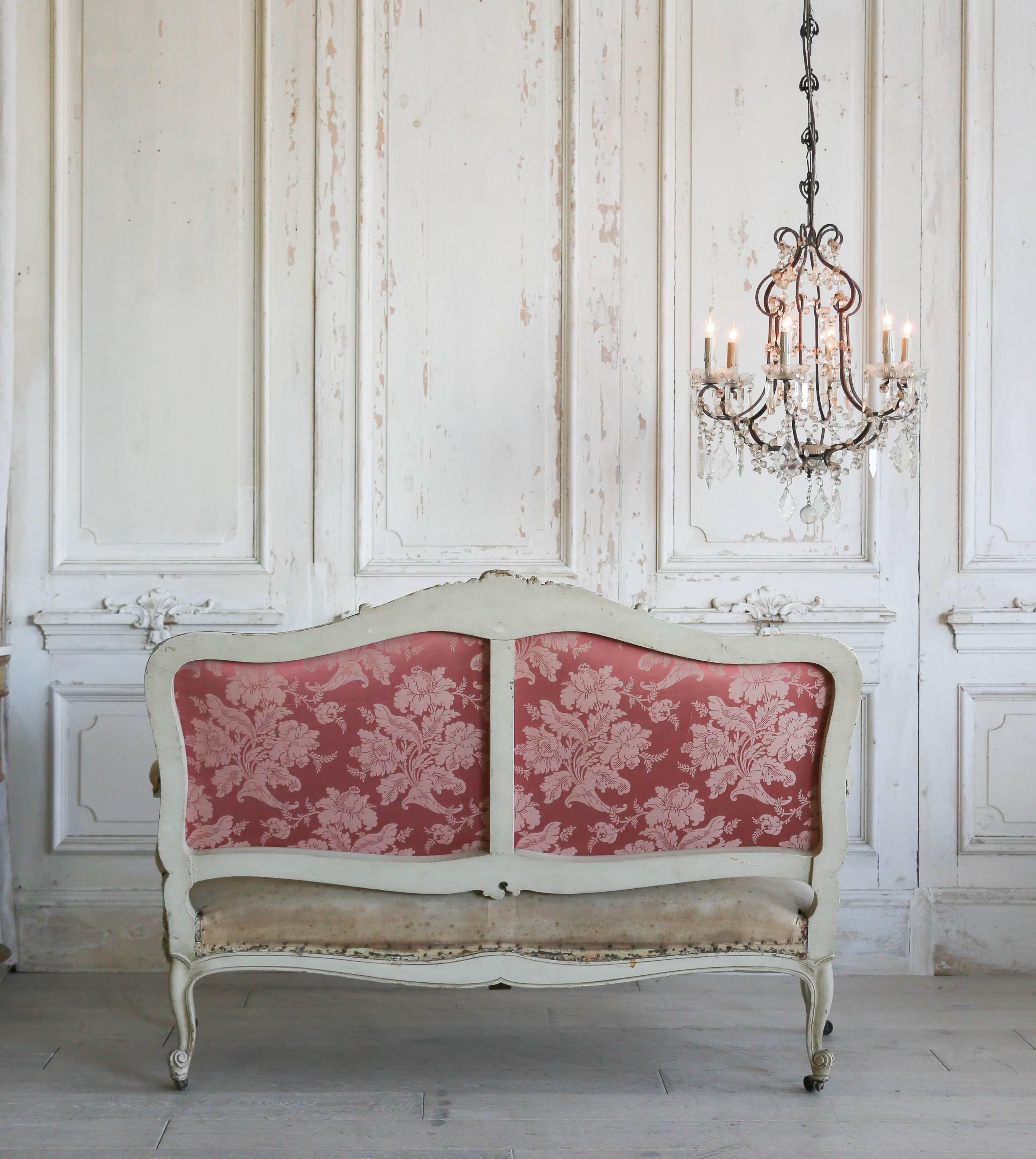 French Painted Louis XV Sofa, 1880