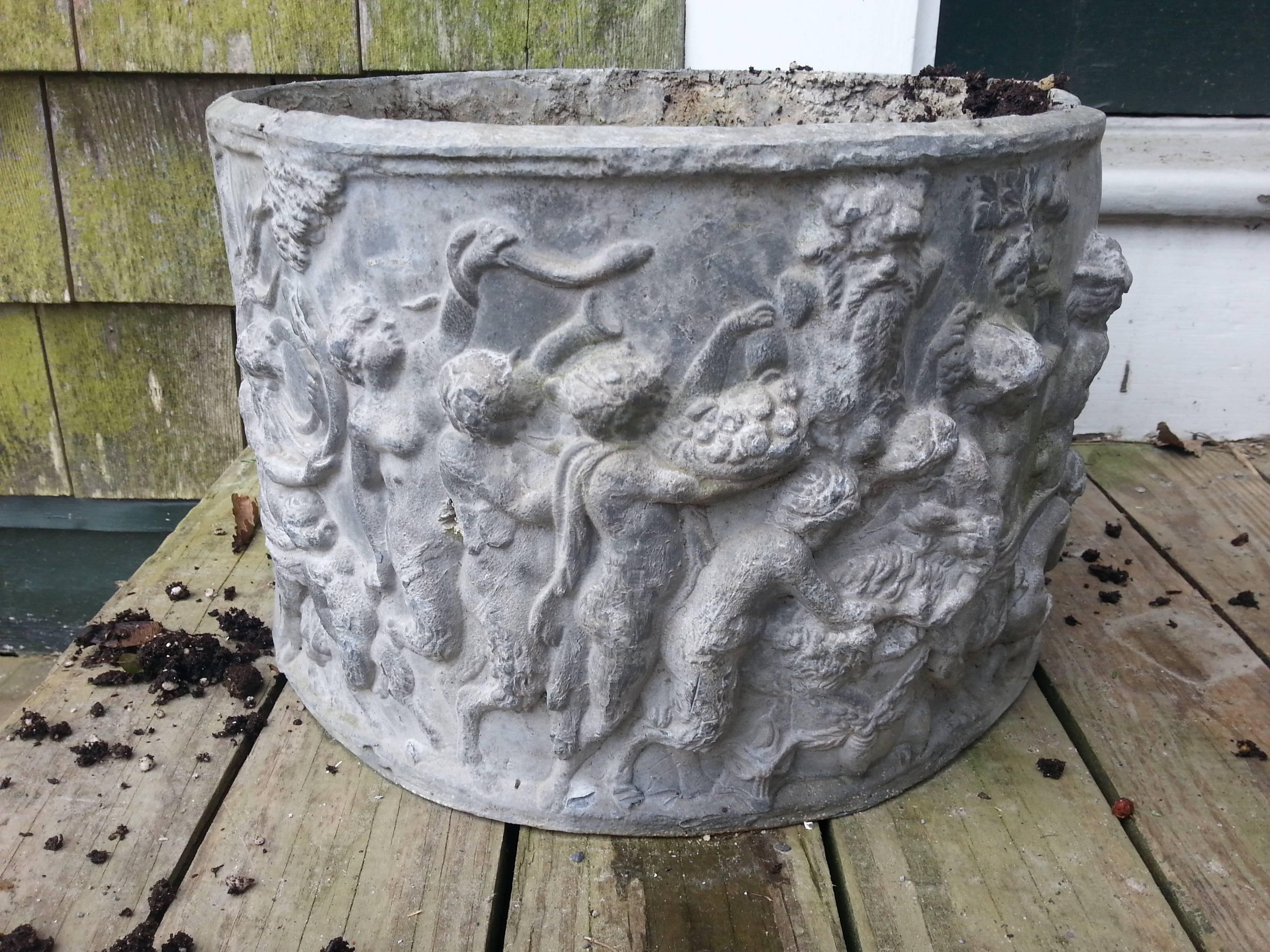 Circular lead planter For Sale