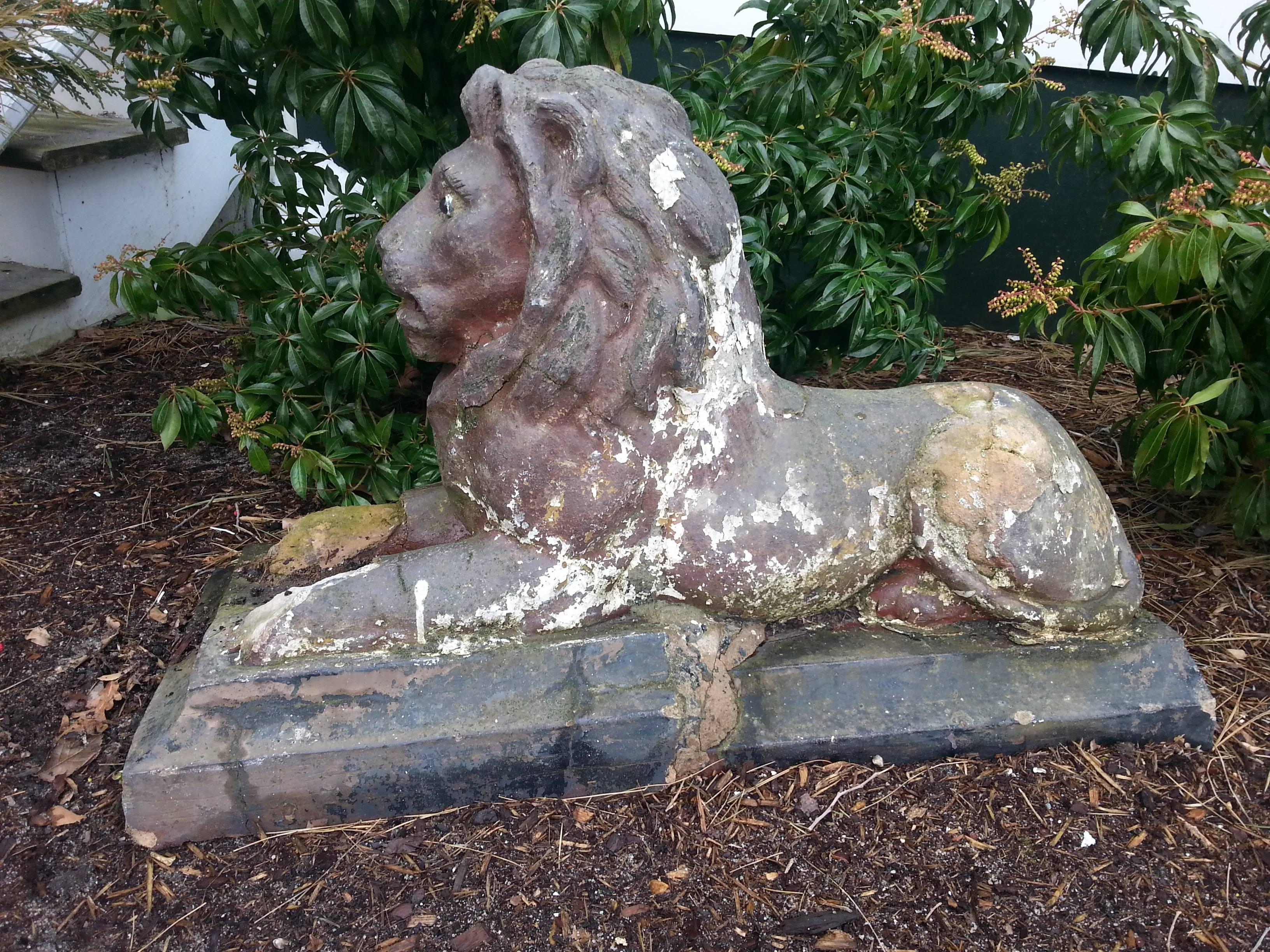 Ornamental garden iron lion For Sale