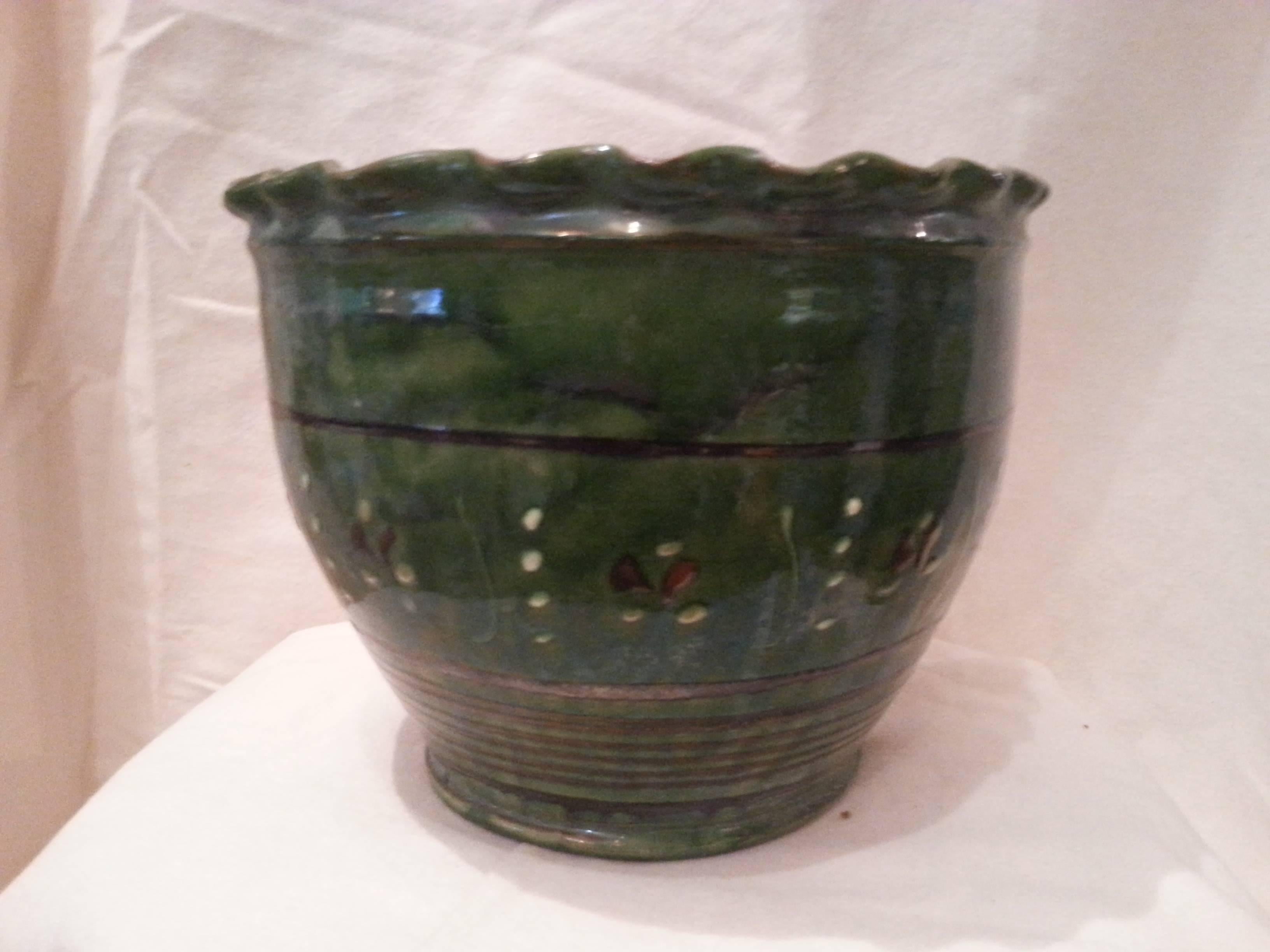 Green glazed Jardiniere For Sale