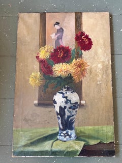 Still Life Painting with Chinese Vase and Scroll by Frederick Roberts Johnson