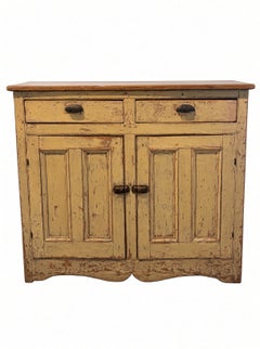 Canadian Painted Pine Dresser Base in Old Yellow Paint, c. 1860