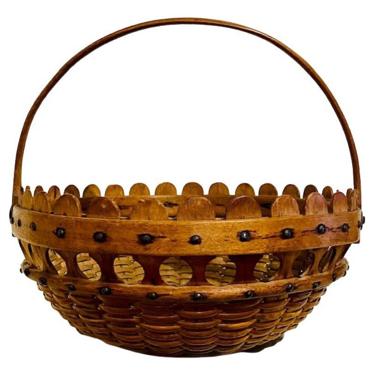Nantucket "Double Lollipop" Basket, circa 1900 For Sale at 1stDibs
