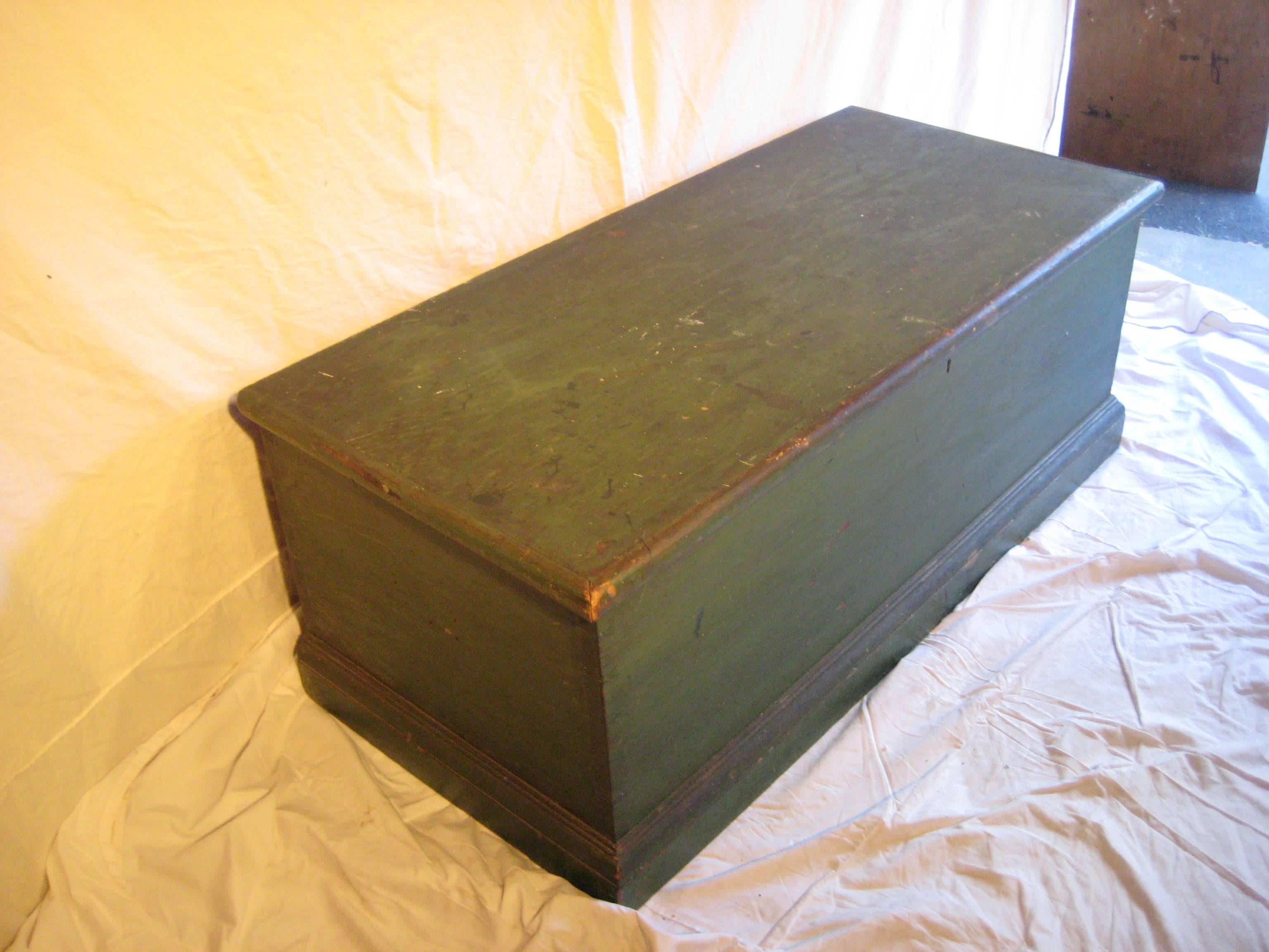 Pine sea chest in original green paint.  