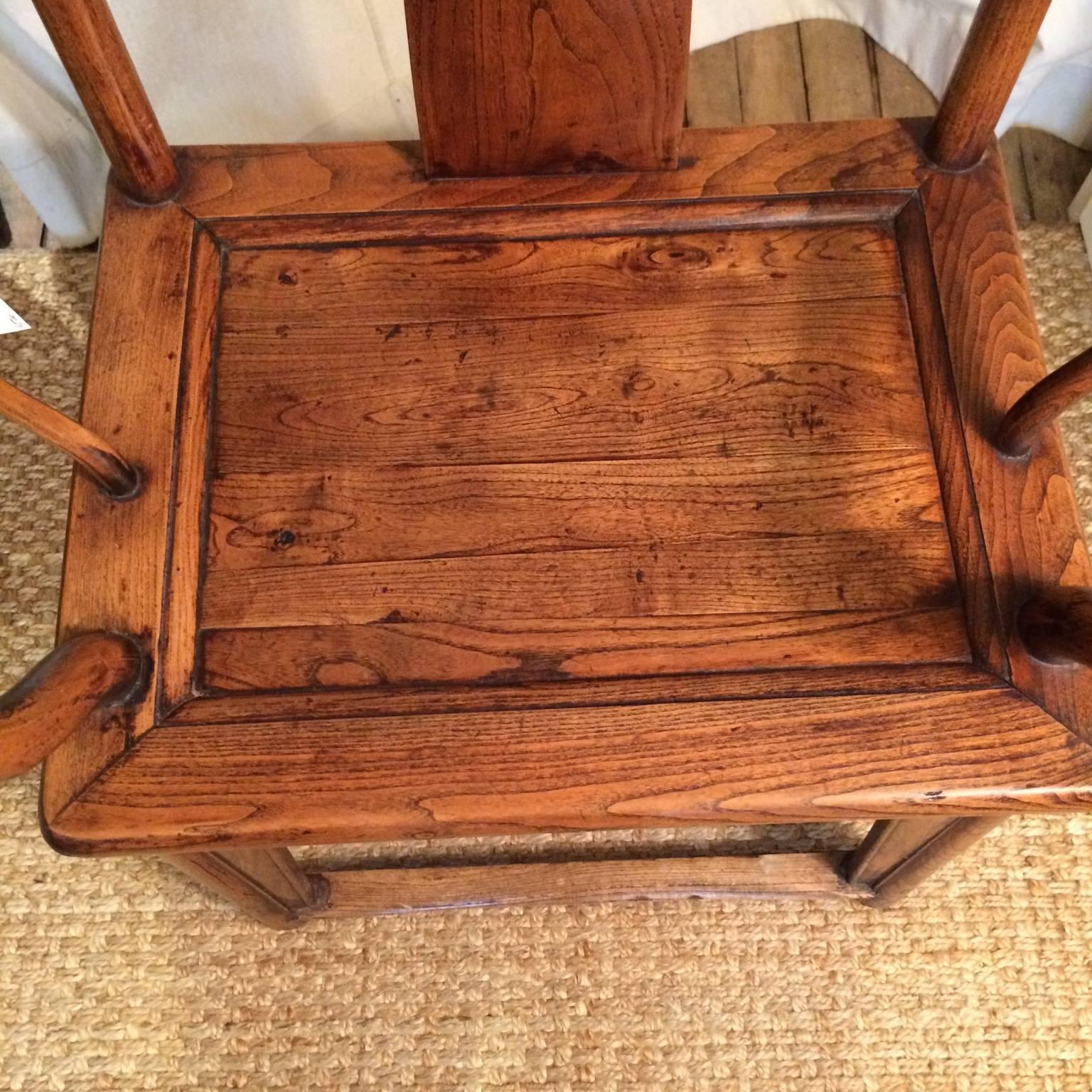 Pair of Chinese Hardwood Yoke-Back Chairs For Sale 4