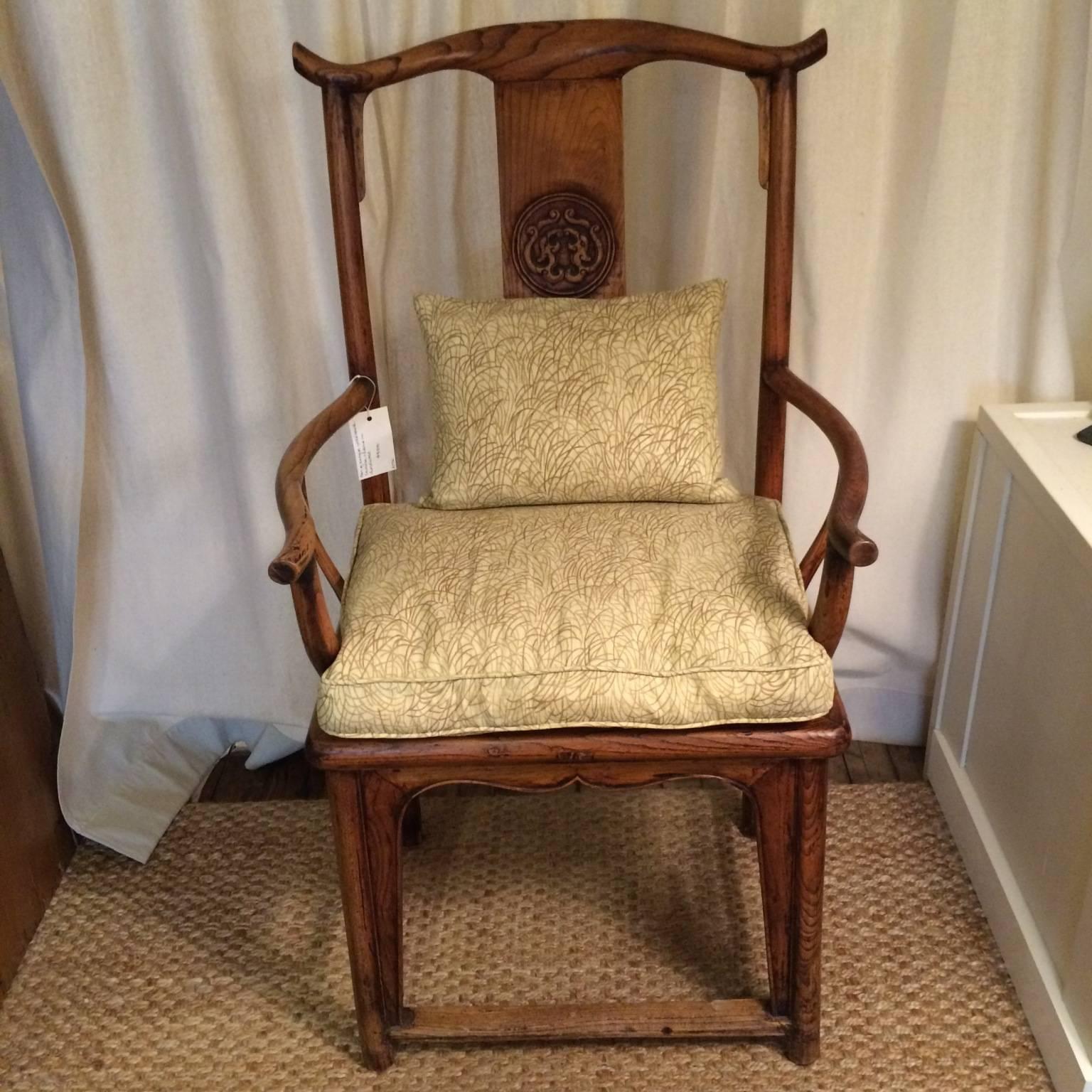 Pair of Chinese Hardwood Yoke-Back Chairs For Sale 2