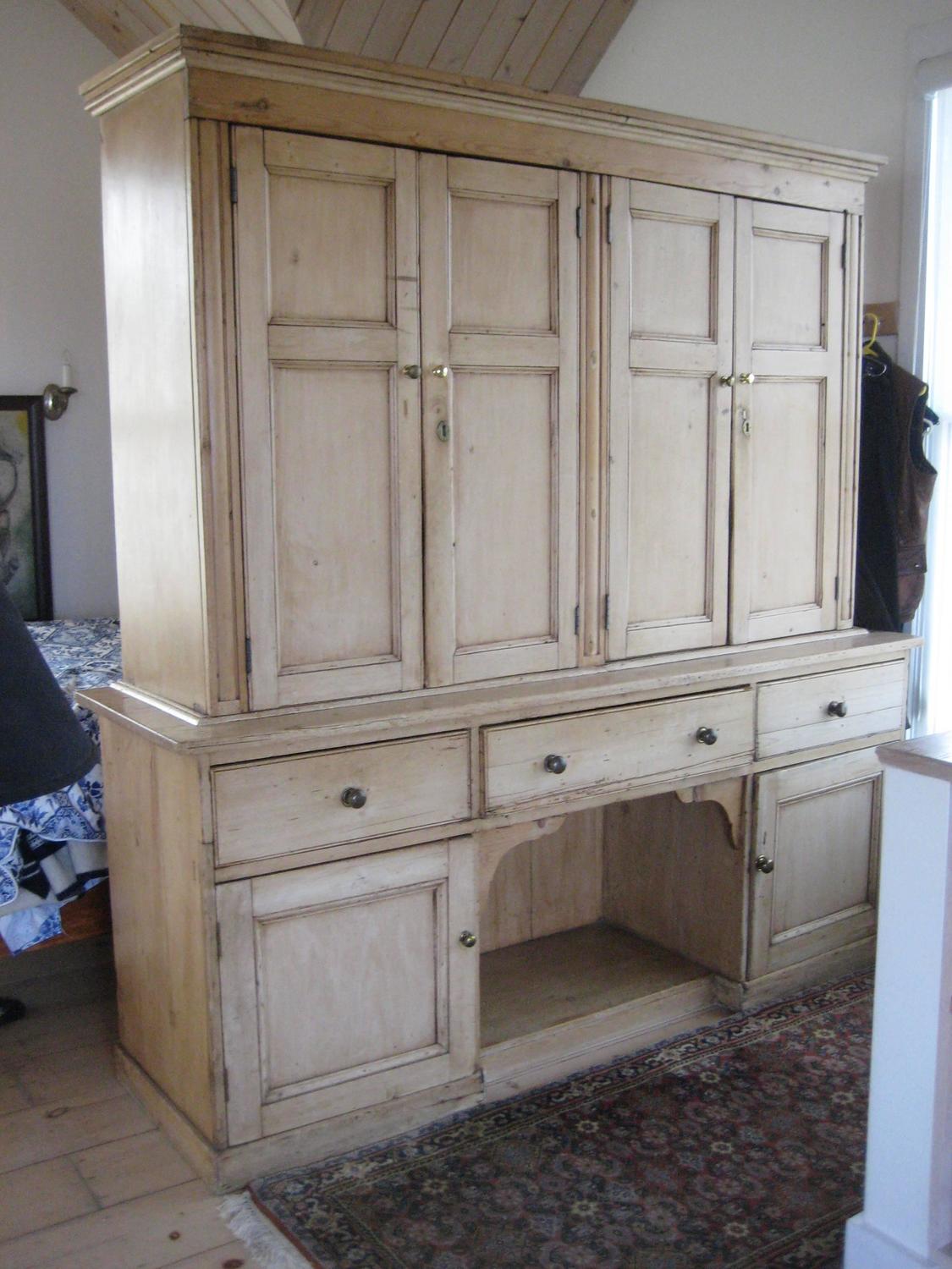 Large Pine Cupboard with Paneled Doors For Sale at 1stdibs