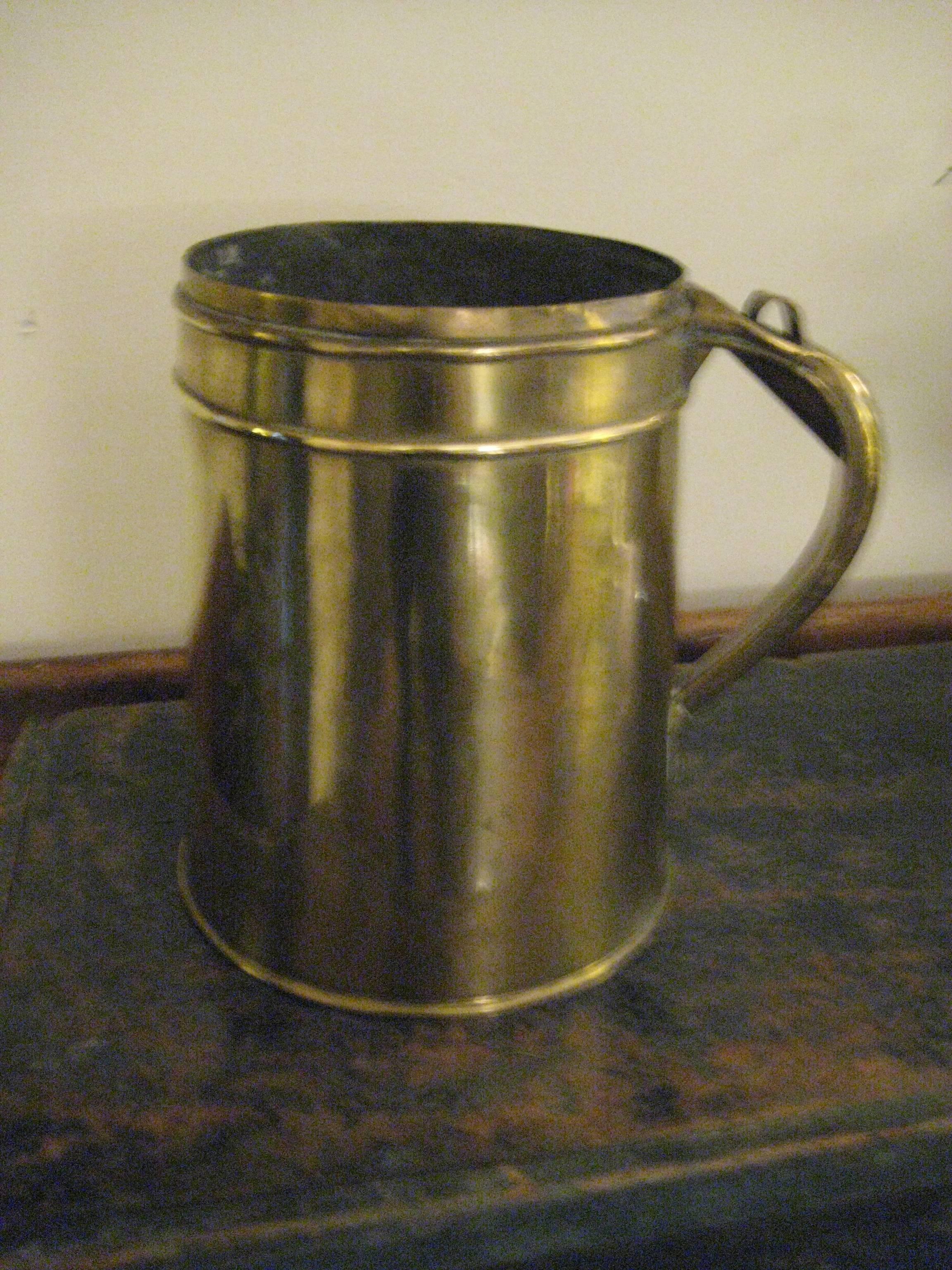 Large Brass Tankard with handle.