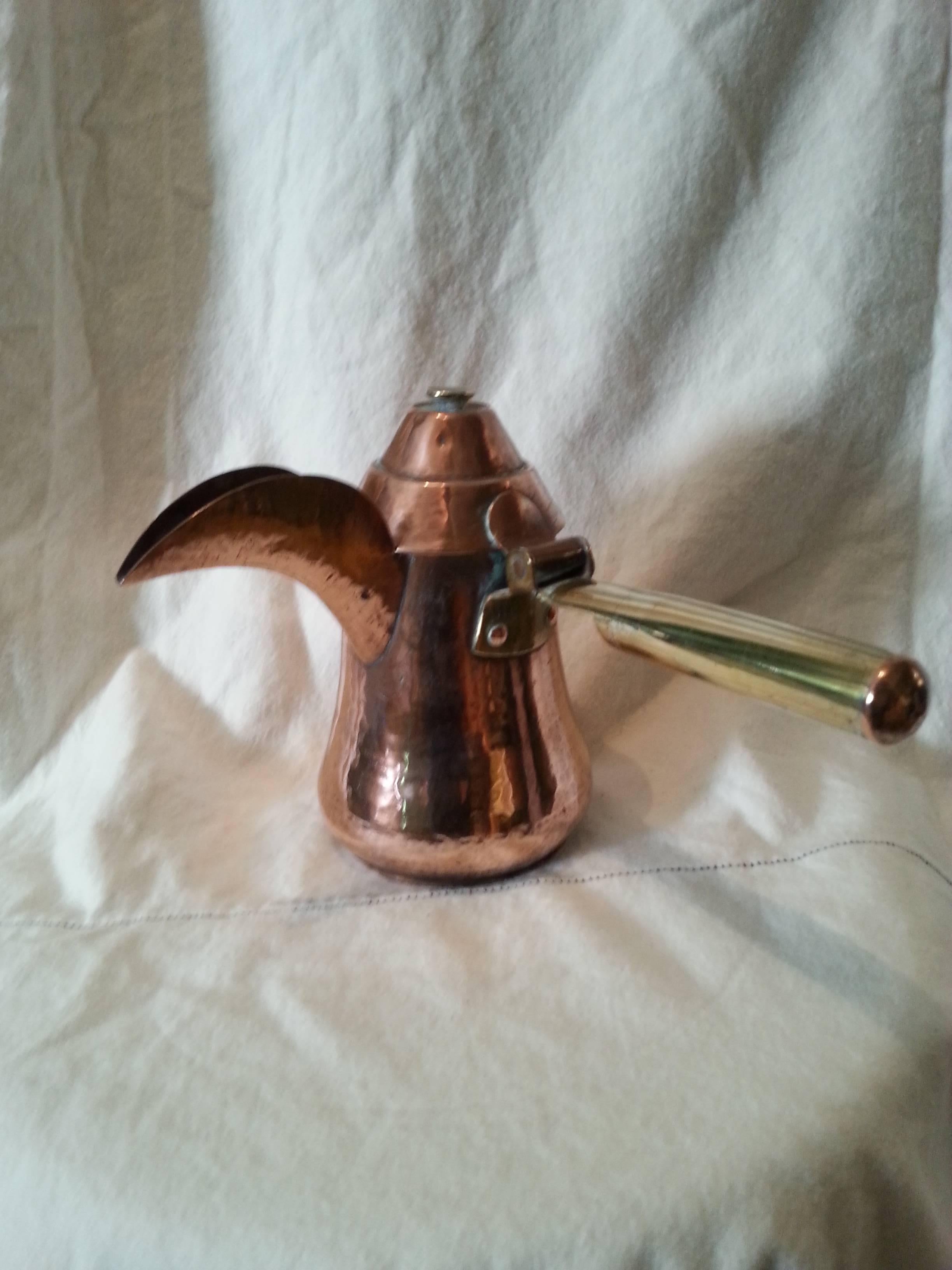 Copper and Brass Coffee Pot For Sale