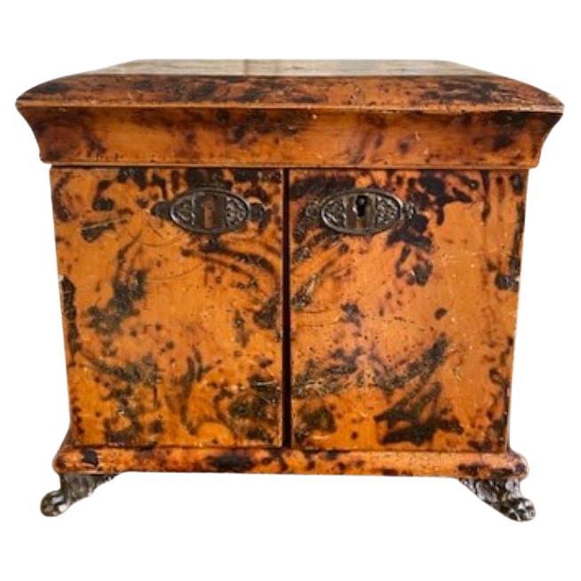 19th Century English Faux Tortoise Shell Grain Painted Wooden Dresser Box