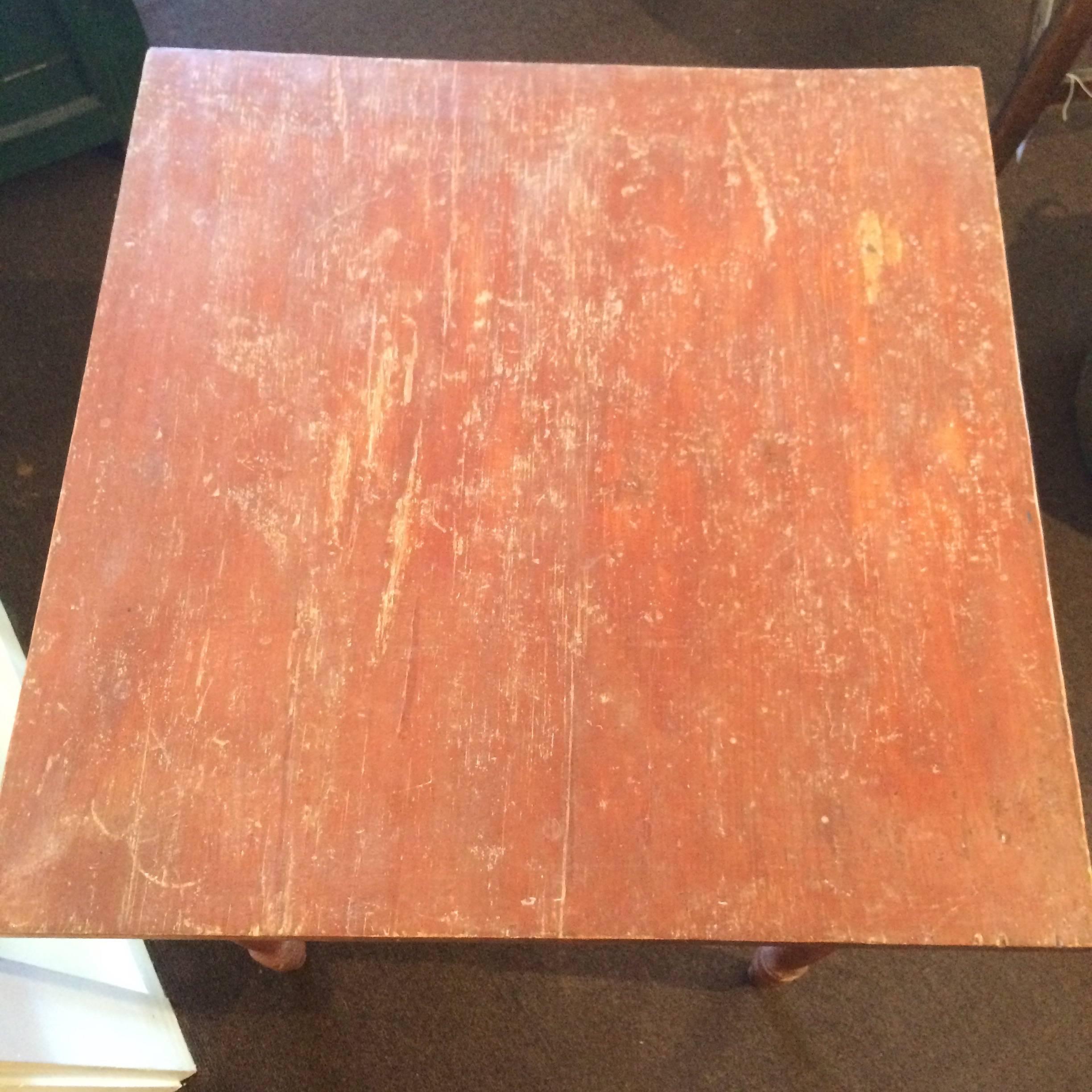 North American Antique Red Painted Side Table
