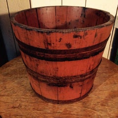 Antique stave bucket in original red paint