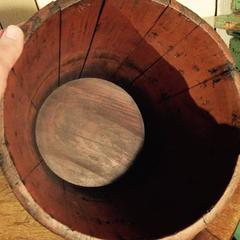 Antique stave bucket in original red paint