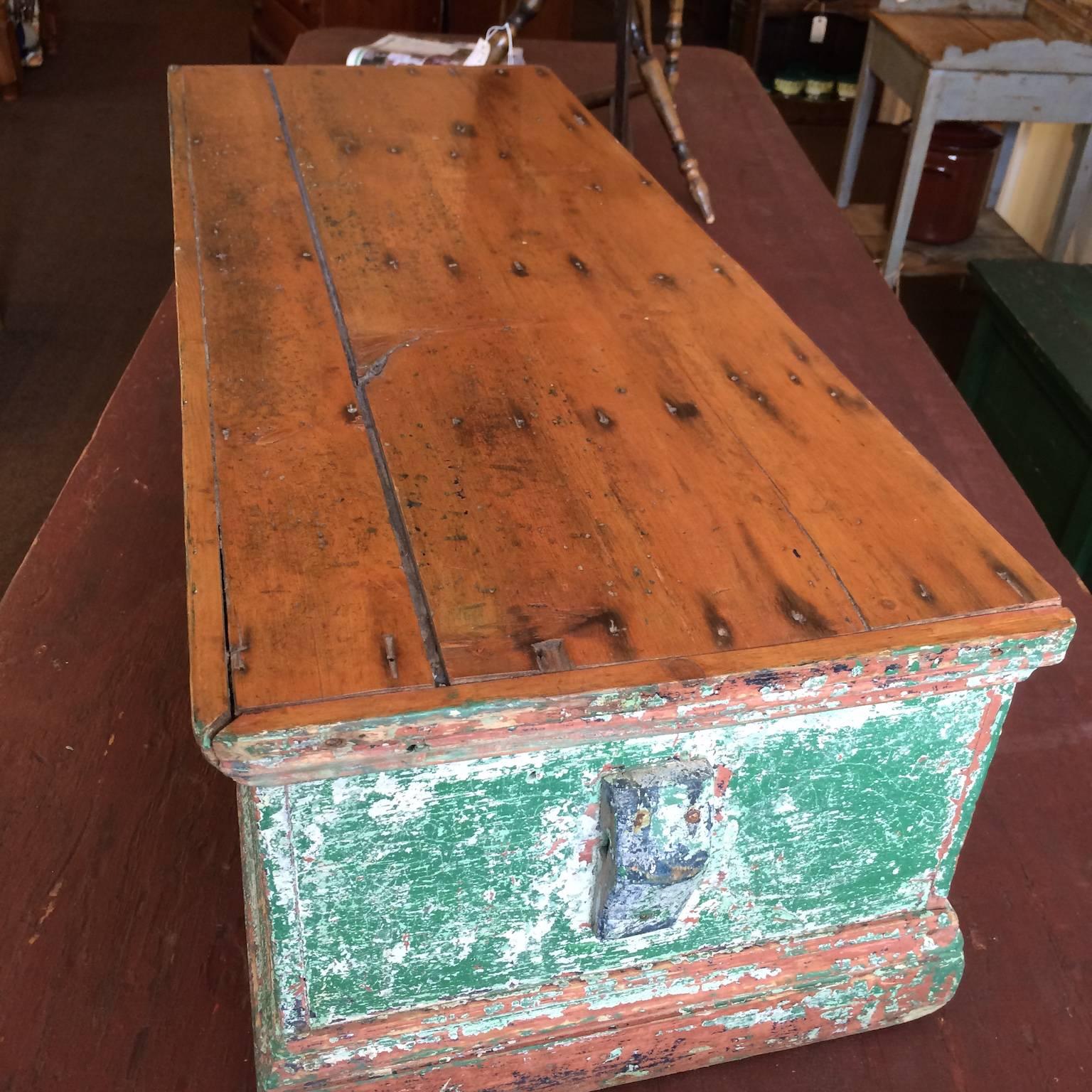 19th Century Sea Chest in Green Paint