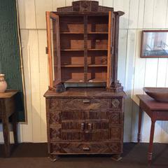 Folky Two-Piece Adirondack Style Cupboard