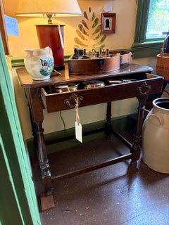 Solid English Oak Side Table with Drawer