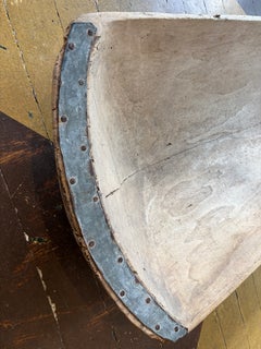 An Unusually Large American Wooden Trencher Bowl with Metal Ends, c. 1880