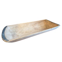 An Unusually Large American Wooden Trencher Bowl with Metal Ends, c. 1880