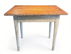 Pine One-Board Stand with White-Painted Base and Tapered Legs, Newfoundland