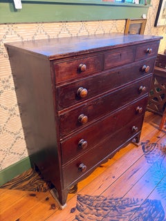 Quebec Grain-Painted Chest of Drawers in Original Dark Brown Paint, circa 1900